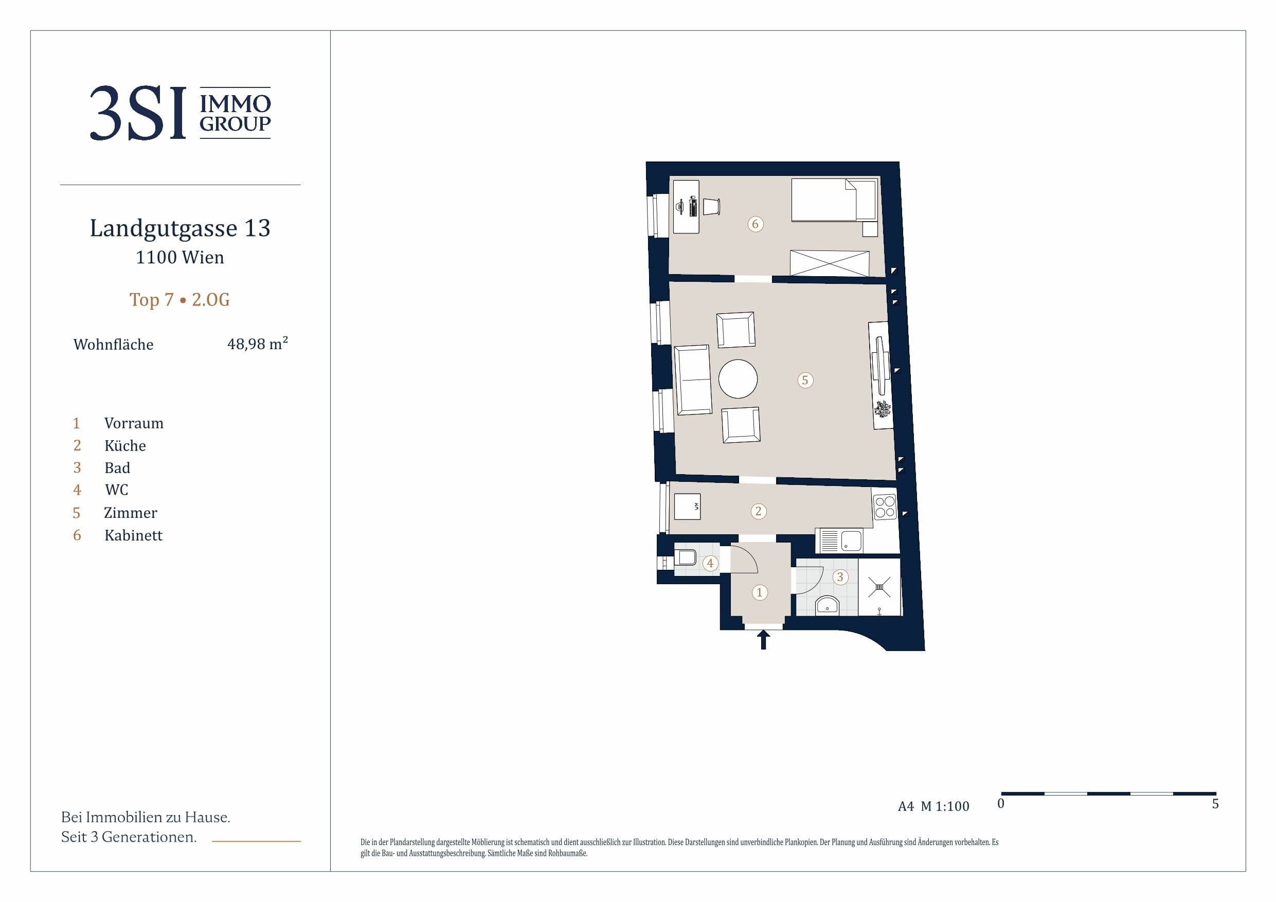 Grundriss Top 7 — Landgutgasse 13 — 2 Zimmer — 49 m² — 2nd floor