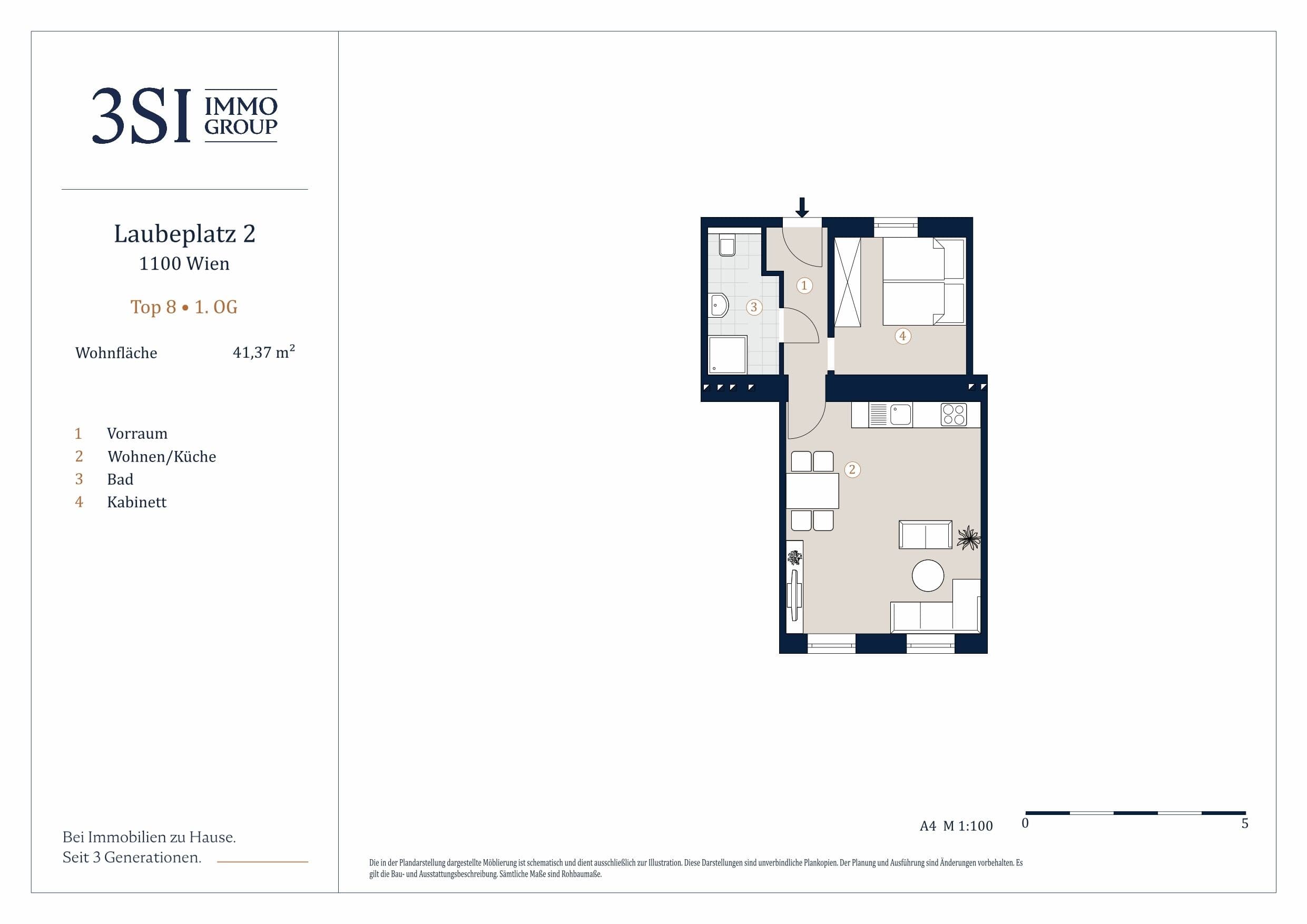 Grundriss Top 8 — Laubeplatz 2 — 2 Zimmer — 41,4 m² — 1st floor