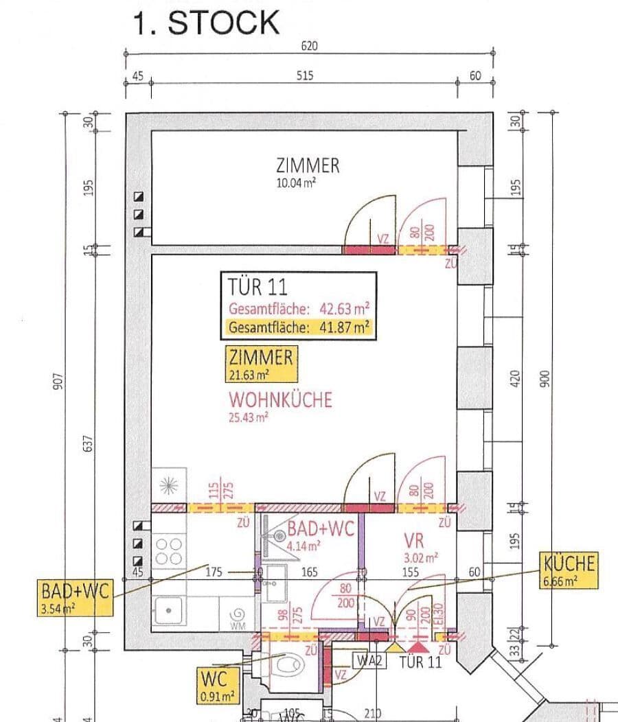 Grundriss Top 11 — Laubeplatz 2 — 2 Zimmer — 42,6 m² — 1st floor