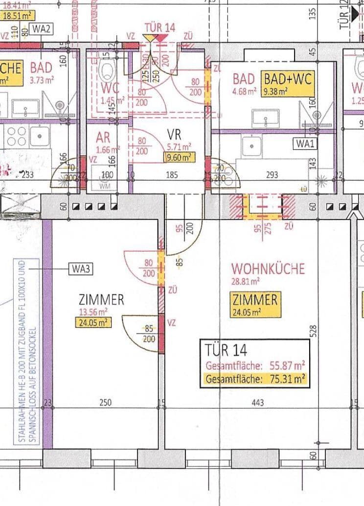 Grundriss Top 14 — Laubeplatz 2 — 2 Zimmer — 55,9 m² — 2nd floor