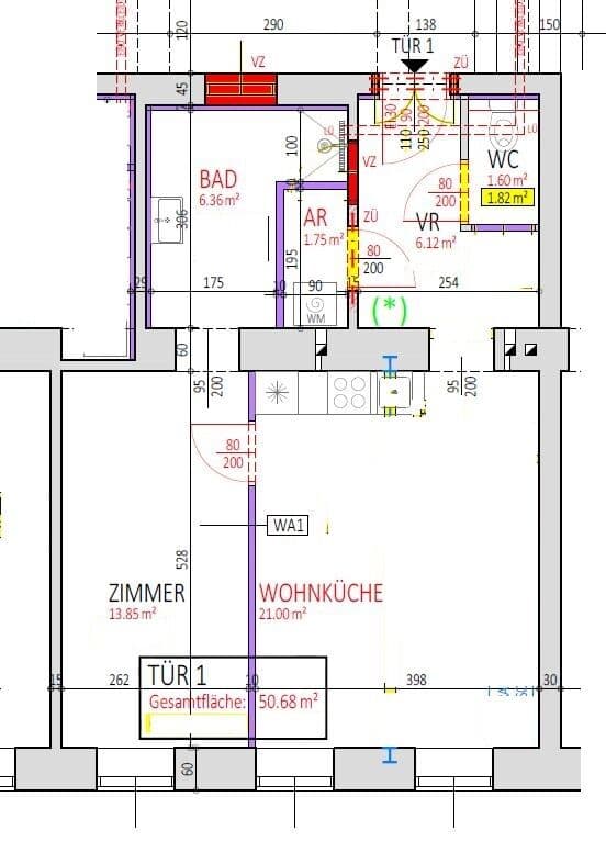 Grundriss Top 1 — Laubeplatz 2 — 2 Zimmer — 50,7 m² — Ground floor