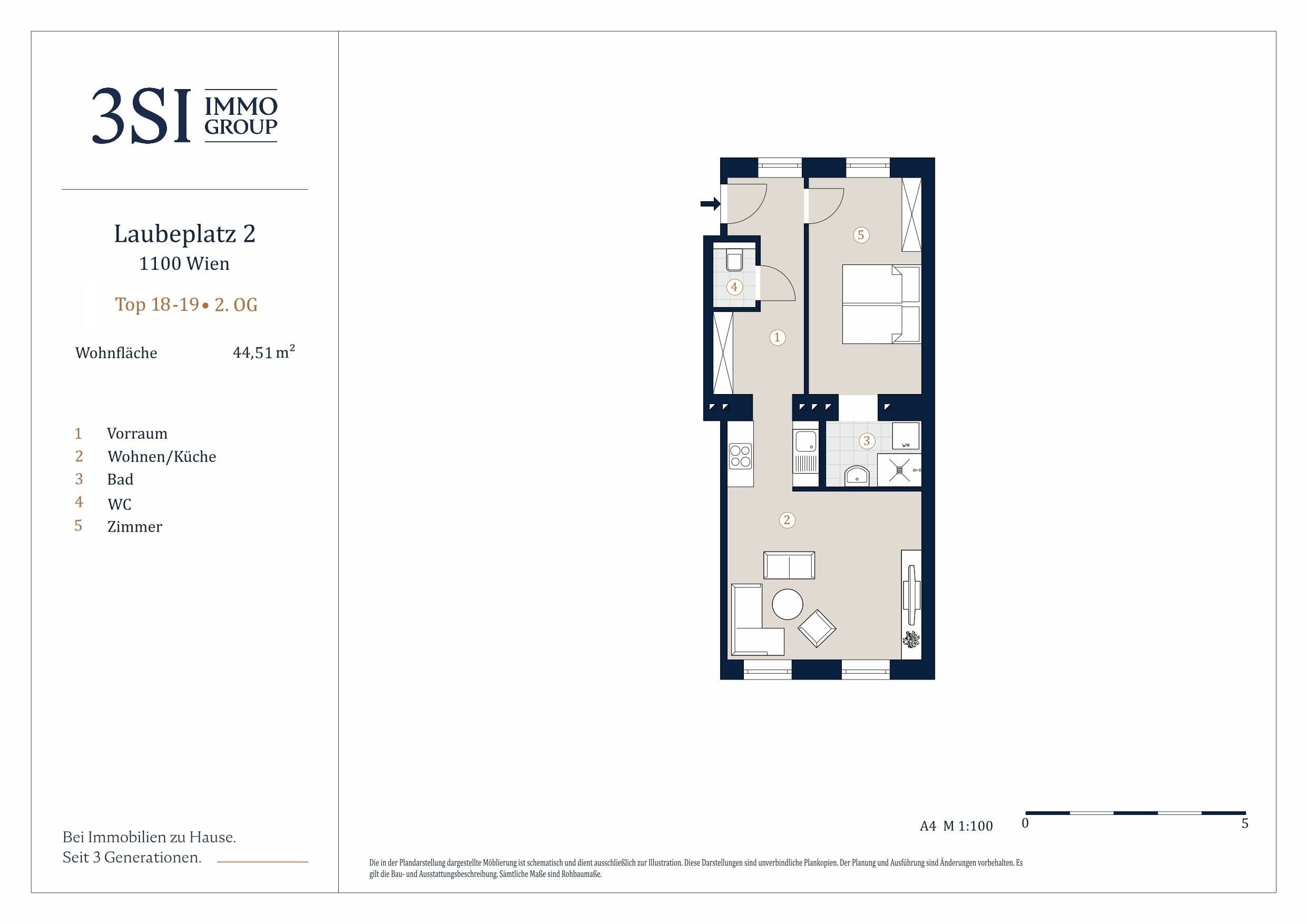 Grundriss Top 18-19 — Laubeplatz 2 — 2 Zimmer — 44,5 m² — 3rd floor