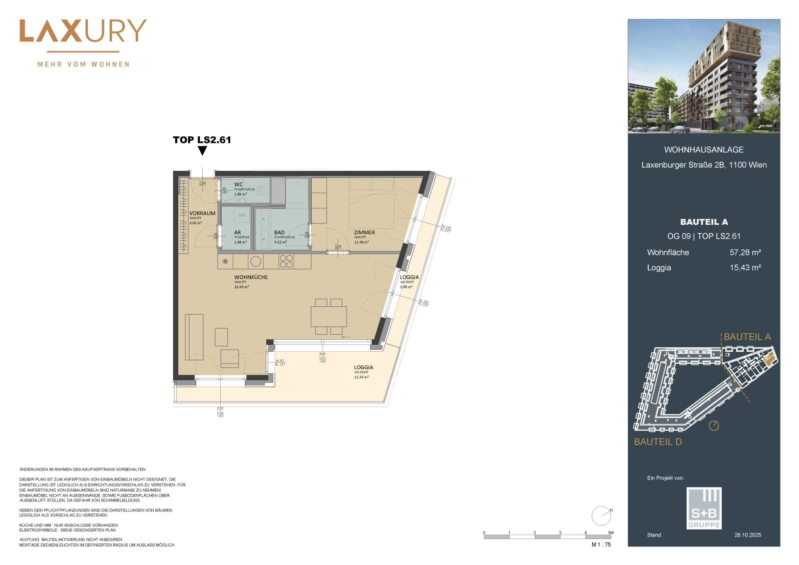 Grundriss Top LS2.61 — Laxury — 2 Zimmer — 57,3 m² — 9th floor