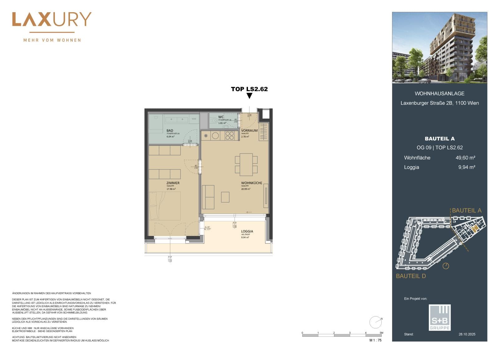 Grundriss Top LS2.62 — Laxury — 2 Zimmer — 49,6 m² — 9th floor