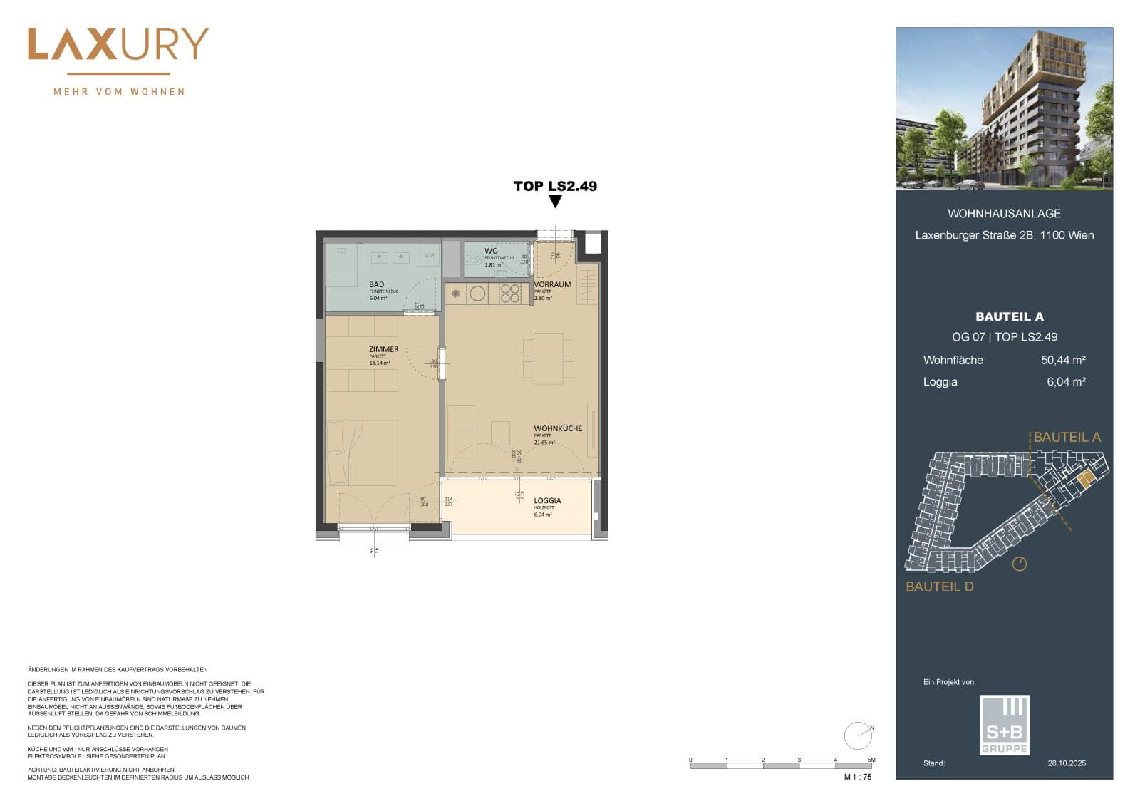 Grundriss Top LS2.49 — Laxury — 2 Zimmer — 50,1 m² — 7th floor