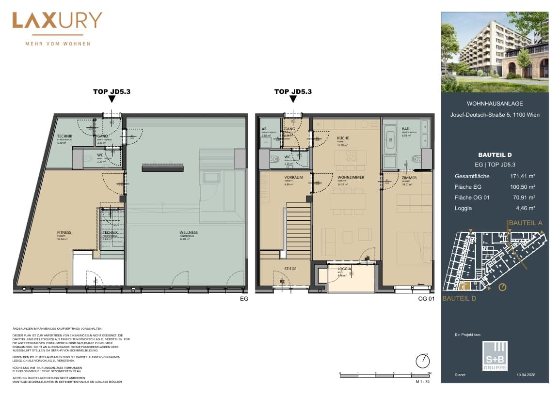 Grundriss Top JD5.03 — Laxury — 3 Zimmer — 171,4 m² — Ground floor / 1st floor