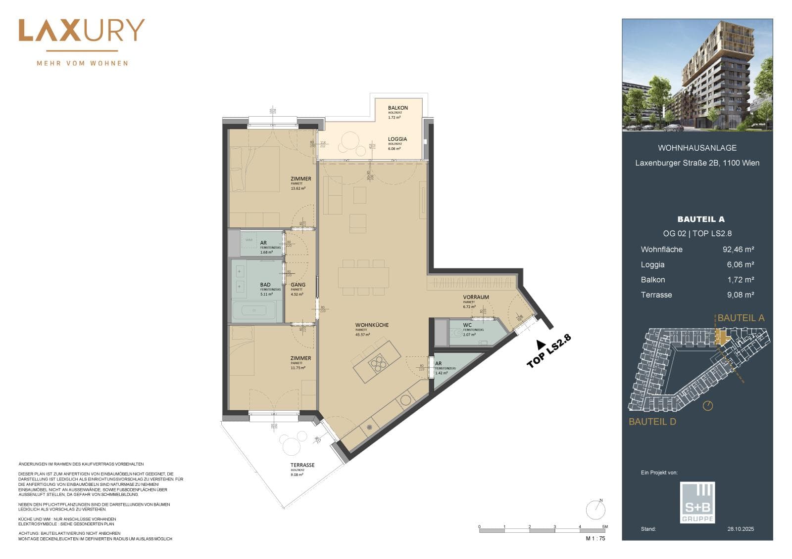 Grundriss Top LS2.08 — Laxury — 3 Zimmer — 92,1 m² — 2nd floor