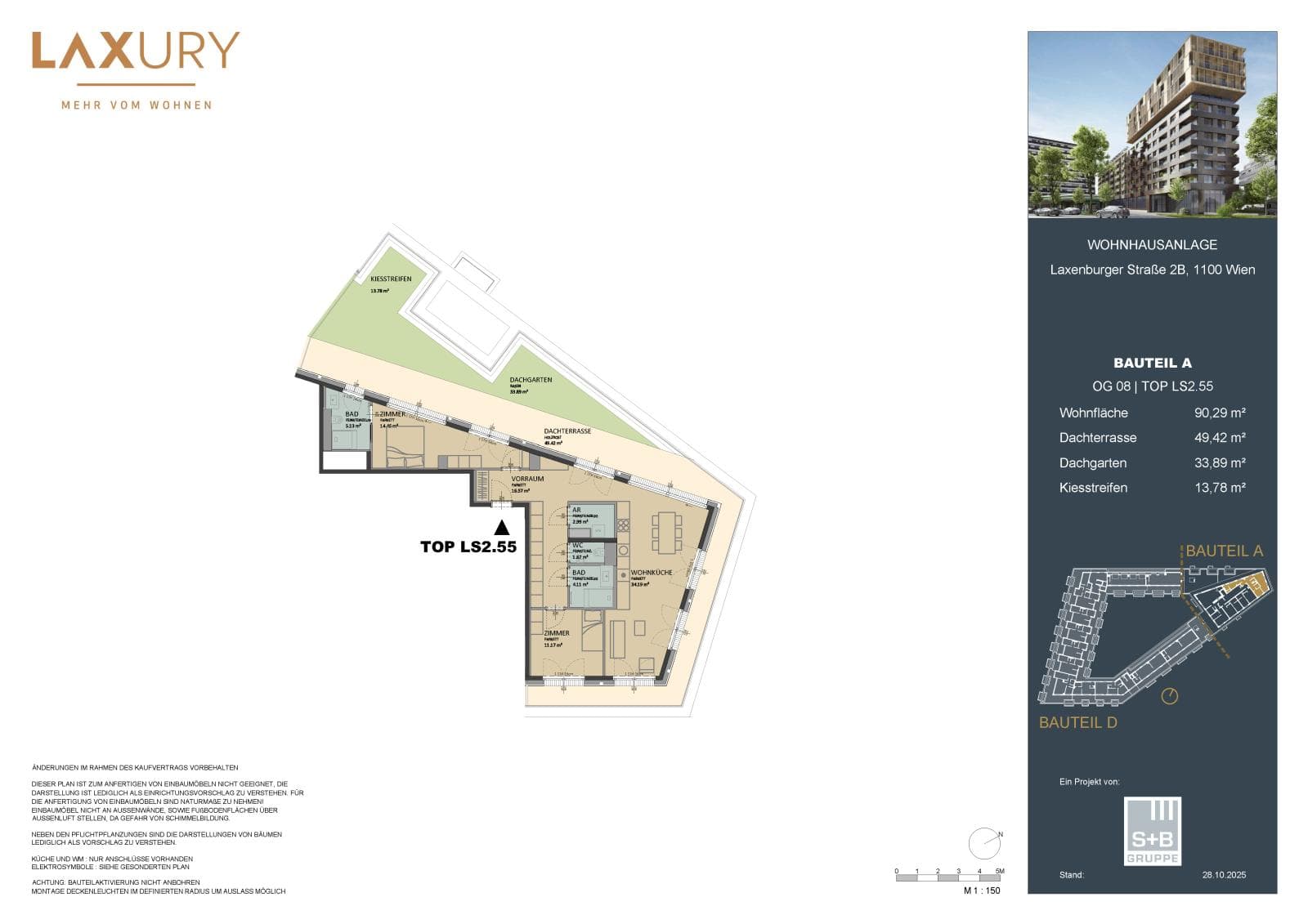 Grundriss Top LS2.55 — Laxury — 3 Zimmer — 90,7 m² — 8th floor