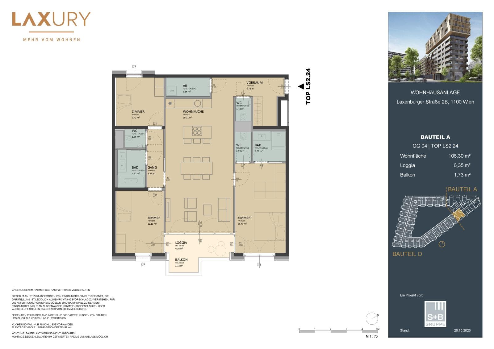 Grundriss Top LS2.24 — Laxury — 4 Zimmer — 106,2 m² — 4th floor