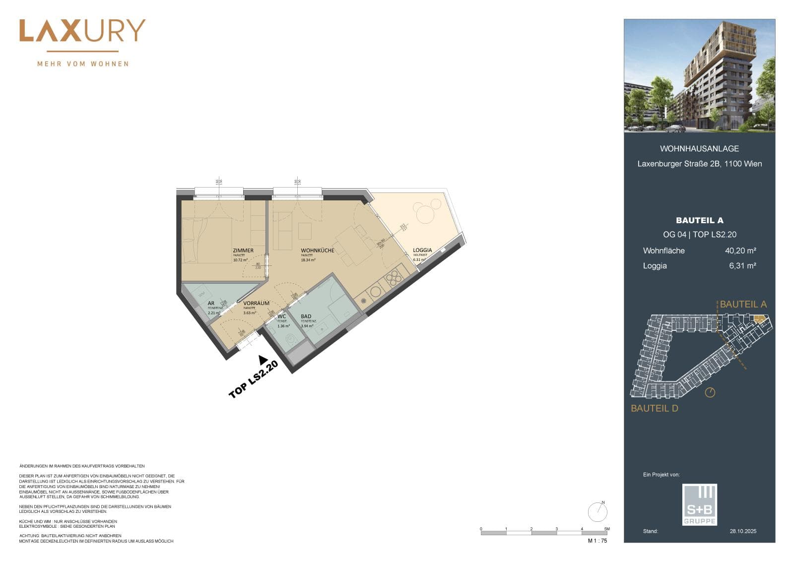 Grundriss Top LS2.20 — Laxury — 2 Zimmer — 39,8 m² — 4th floor