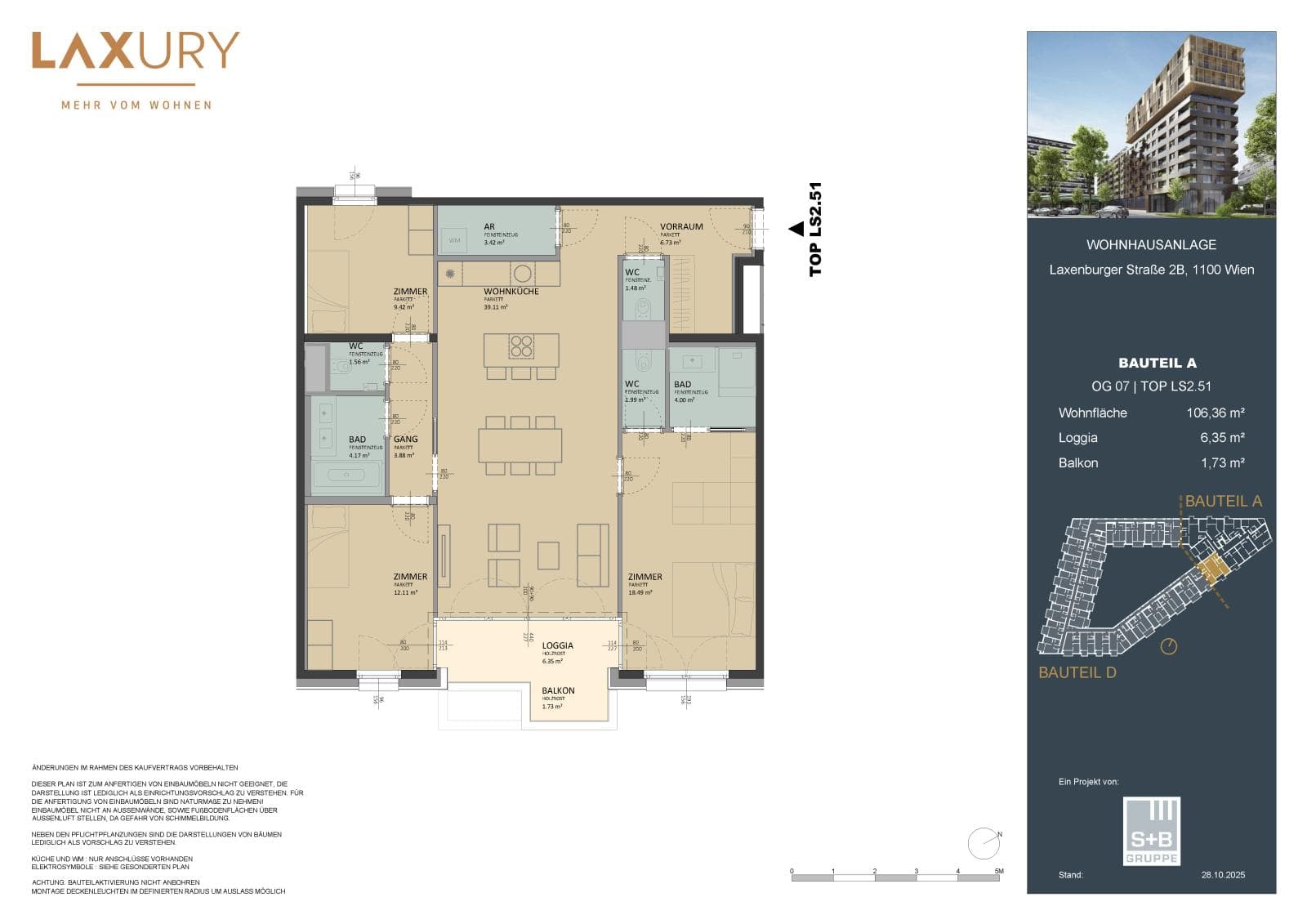 Grundriss Top LS2.51 — Laxury — 4 Zimmer — 106,2 m² — 7th floor