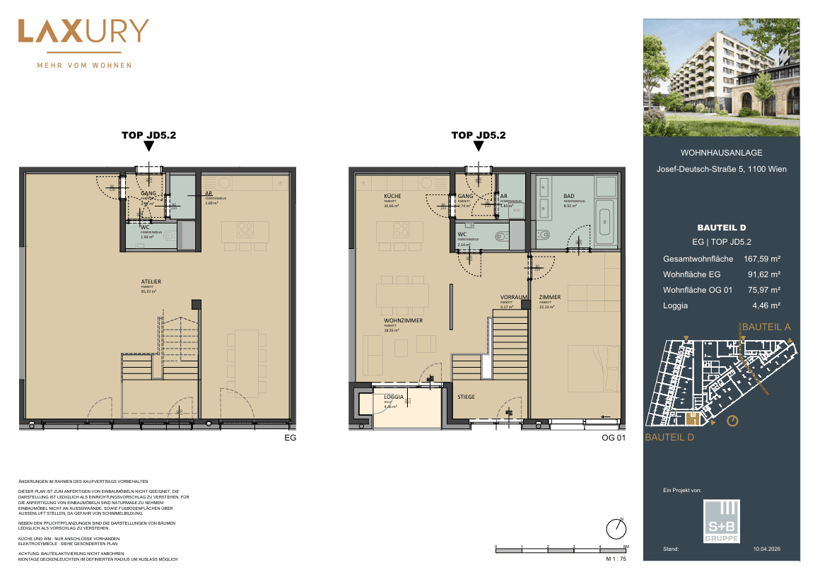 Grundriss Top JD5.02 — Laxury — 3 Zimmer — 167,6 m² — Ground floor / 1st floor