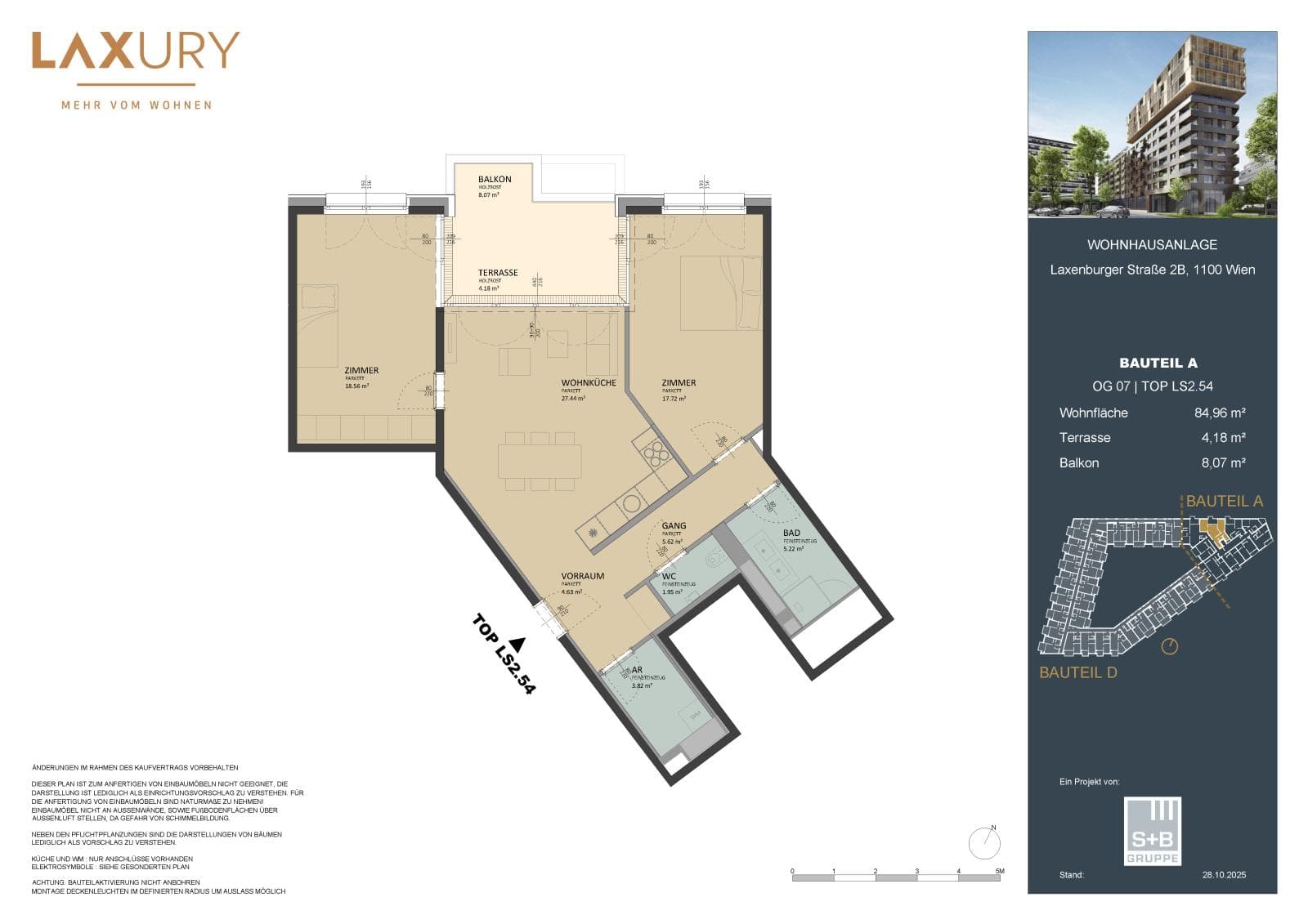 Grundriss Top LS2.54 — Laxury — 3 Zimmer — 84,4 m² — 7th floor