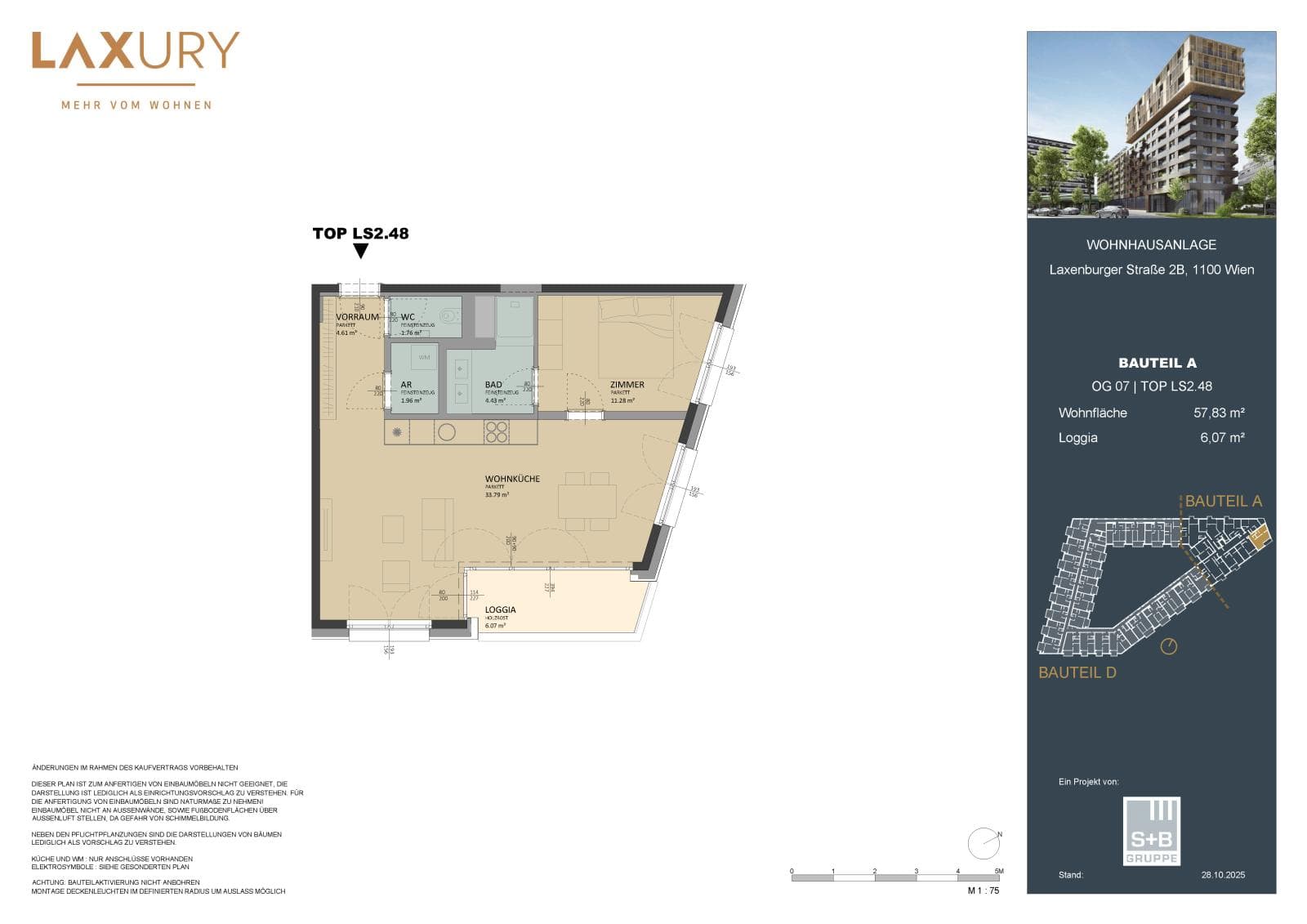 Grundriss Top LS2.48 — Laxury — 2 Zimmer — 57,8 m² — 7th floor