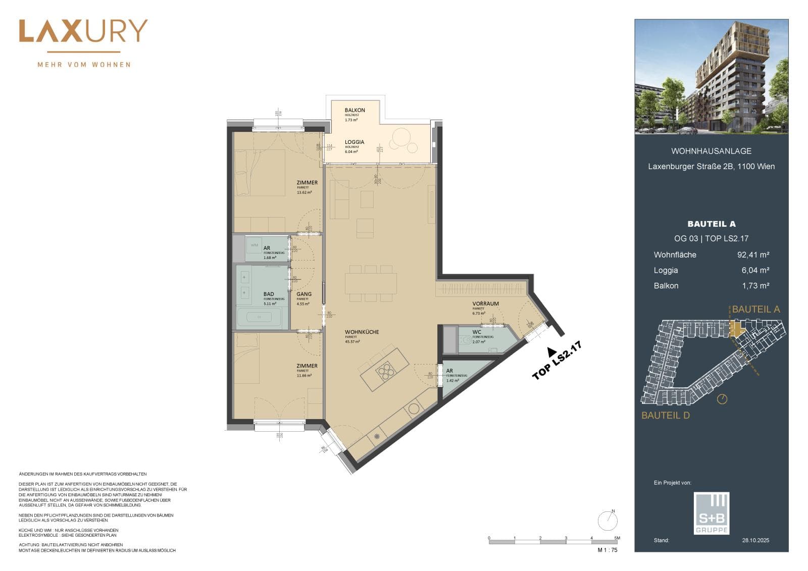 Grundriss Top LS2.17 — Laxury — 3 Zimmer — 92,2 m² — 3rd floor