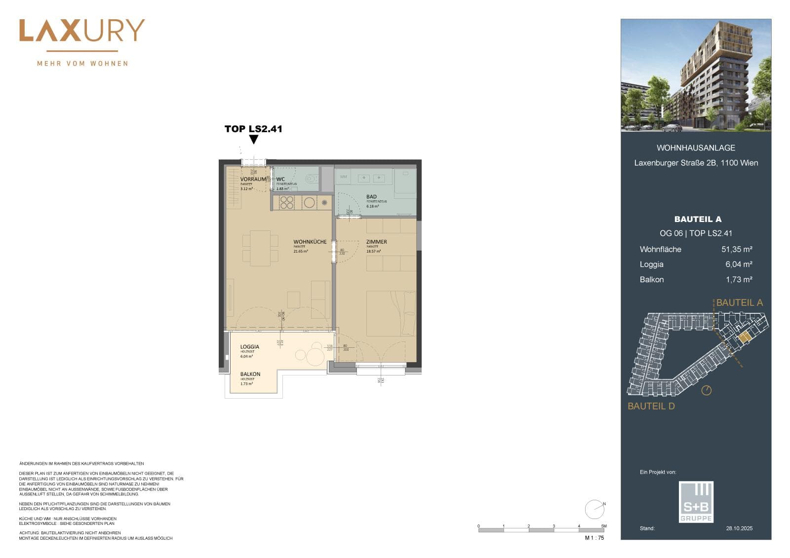 Grundriss Top LS2.41 — Laxury — 2 Zimmer — 51,1 m² — 6th floor