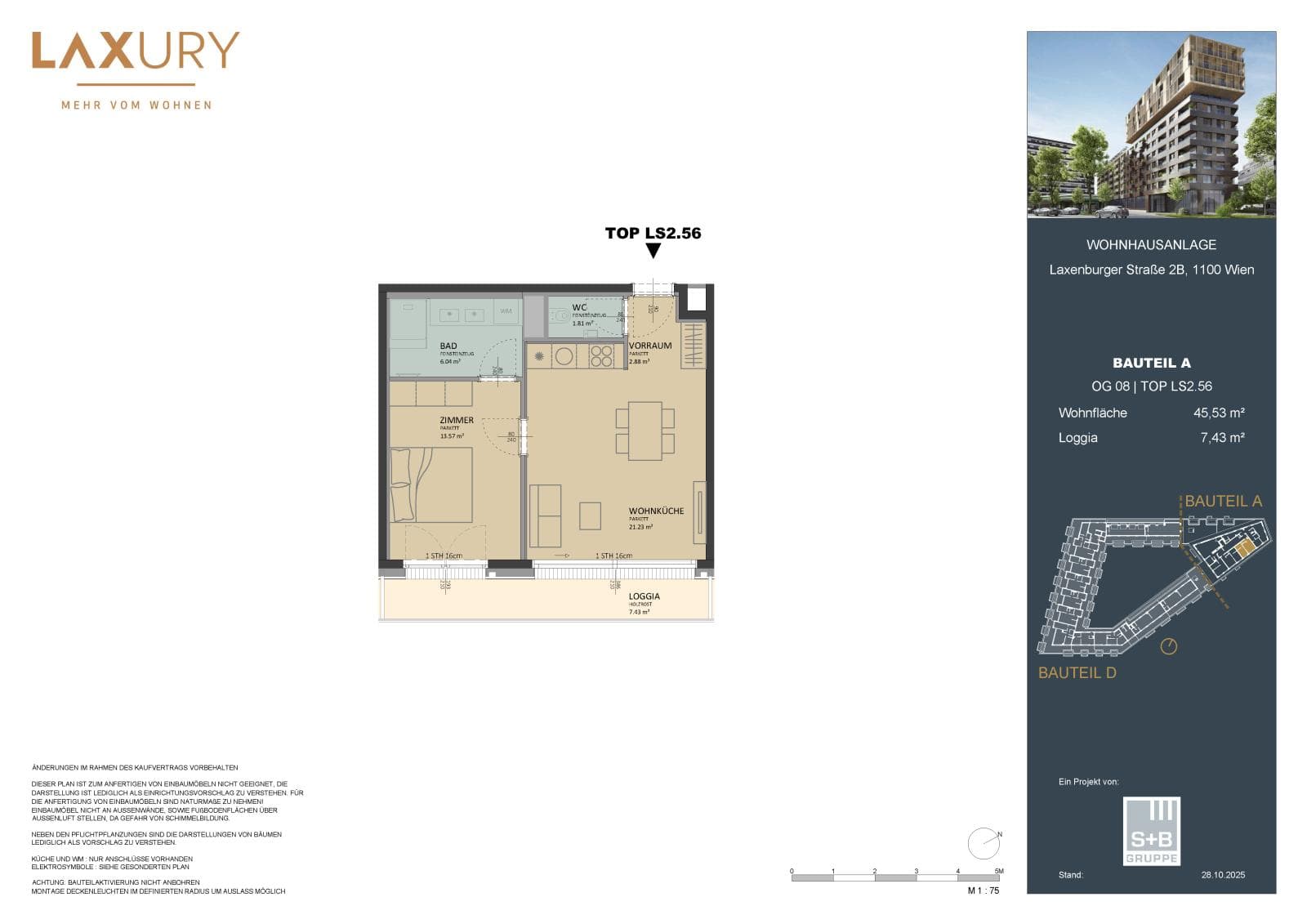 Grundriss Top LS2.56 — Laxury — 2 Zimmer — 45,8 m² — 8th floor