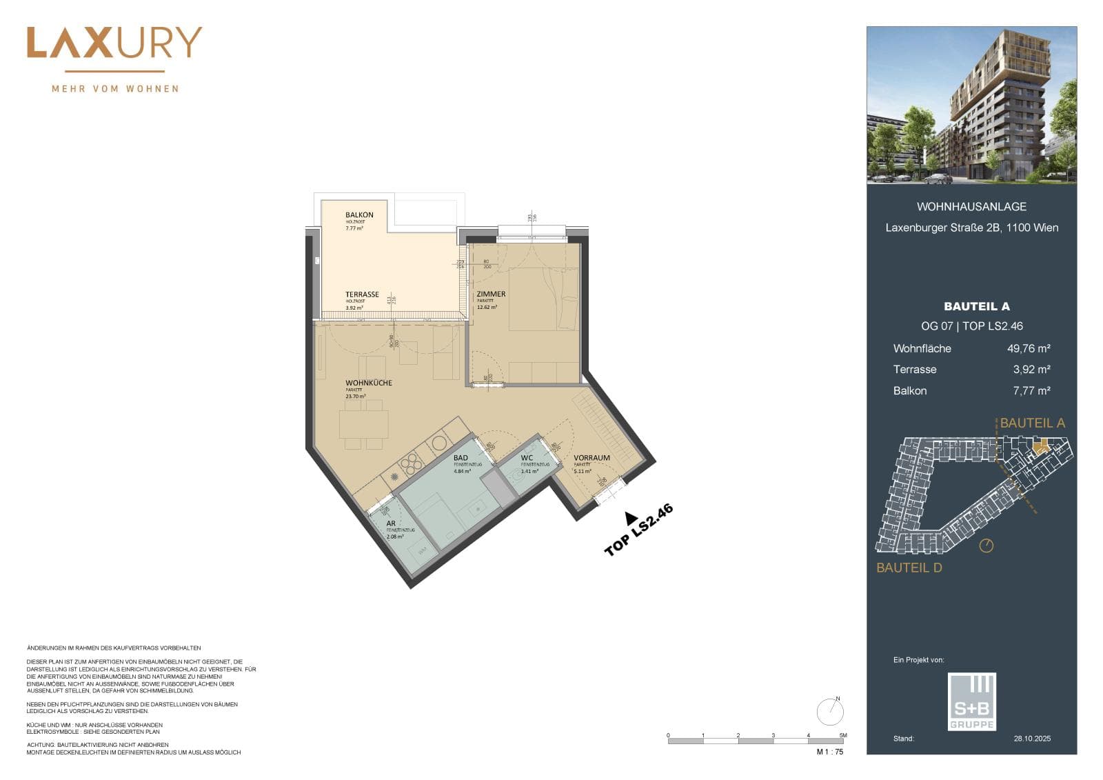 Grundriss Top LS2.46 — Laxury — 2 Zimmer — 49,3 m² — 7th floor