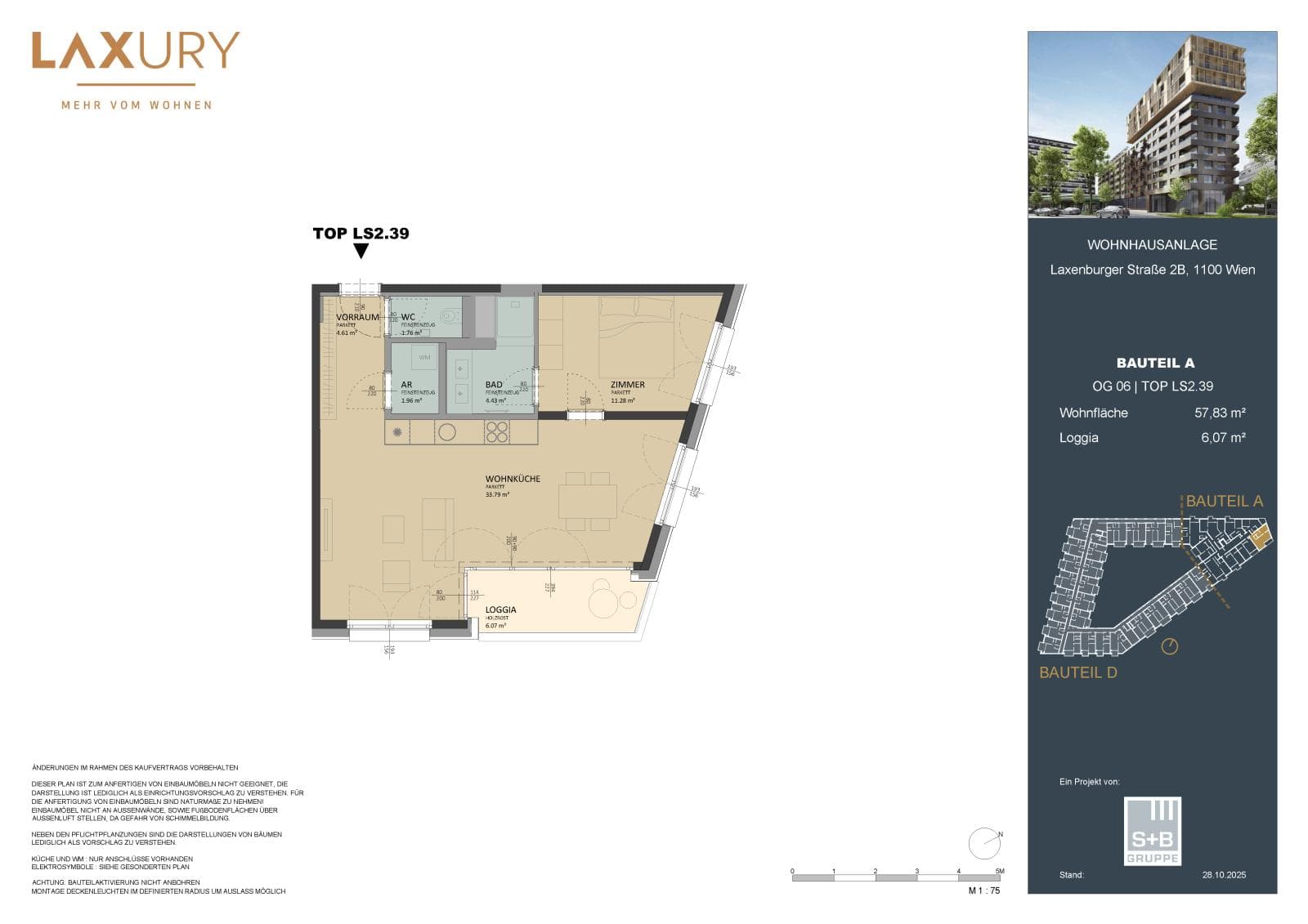 Grundriss Top LS2.39 — Laxury — 2 Zimmer — 57,8 m² — 6th floor