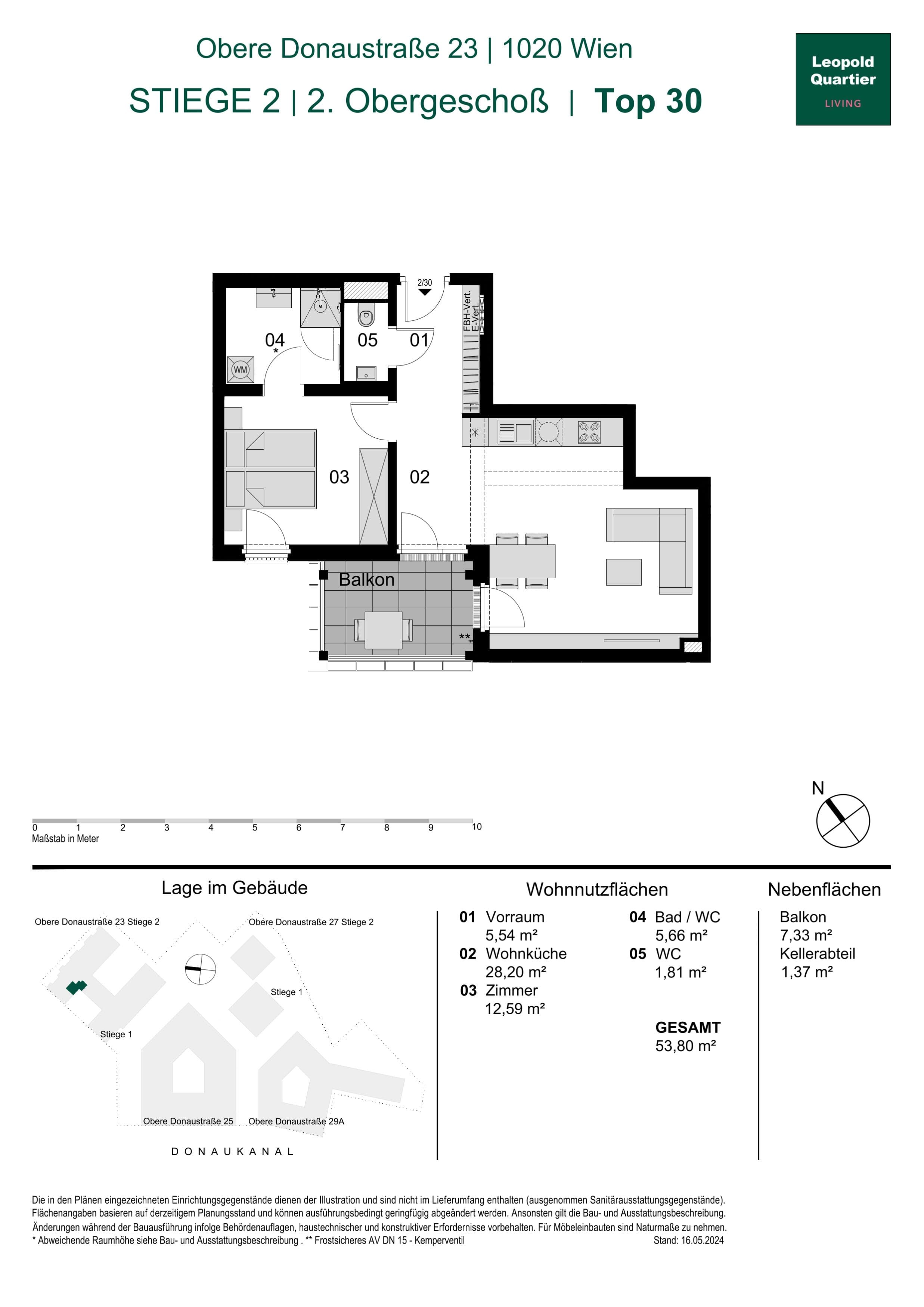 Grundriss 89165 — LeopoldQuartier LIVING — 2 Zimmer — 53,8 m² — 2nd floor