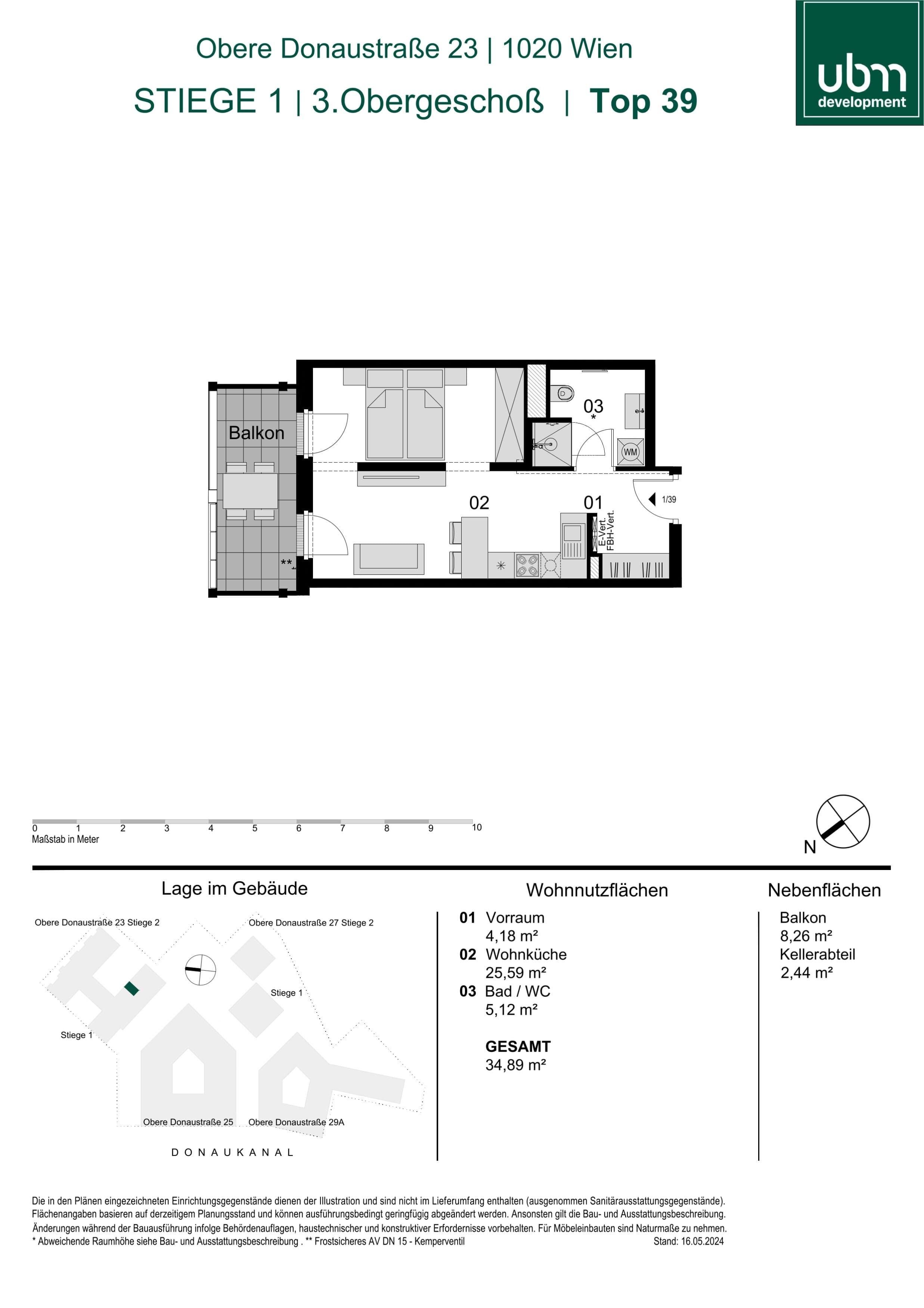 Grundriss 89083 — LeopoldQuartier LIVING — 1.5 Zimmer — 34,9 m² — 3rd floor