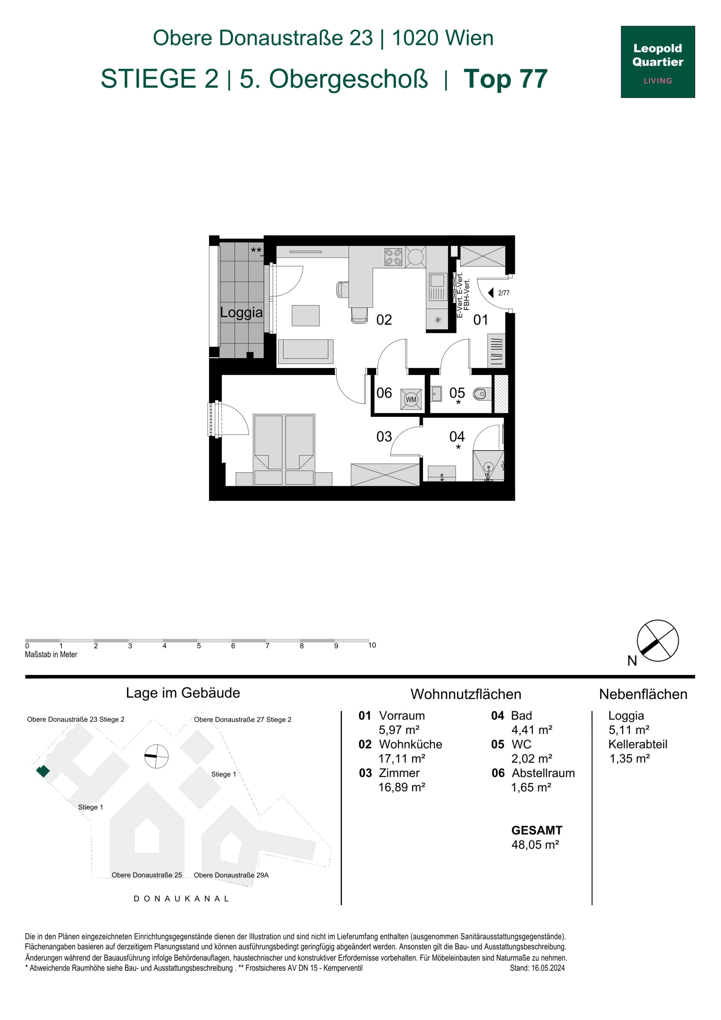 Grundriss 89212 — LeopoldQuartier LIVING — 2 Zimmer — 48,1 m² — 5th floor