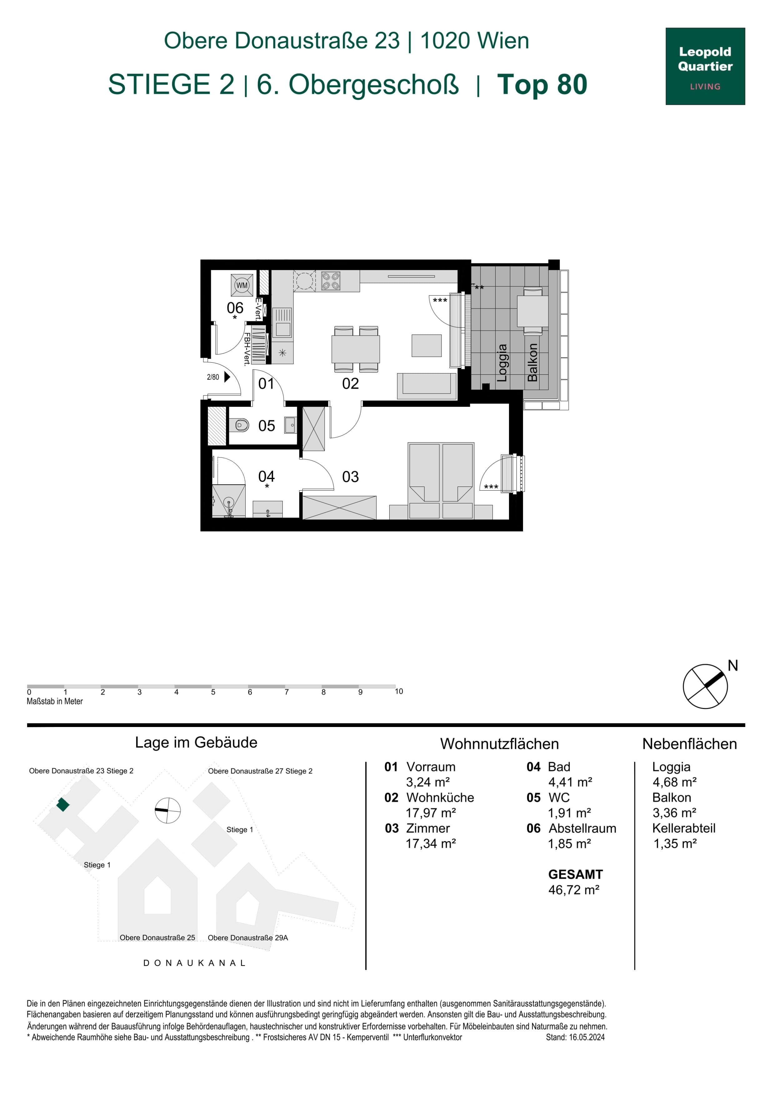 Grundriss 89215 — LeopoldQuartier LIVING — 2 Zimmer — 46,7 m² — 6th floor