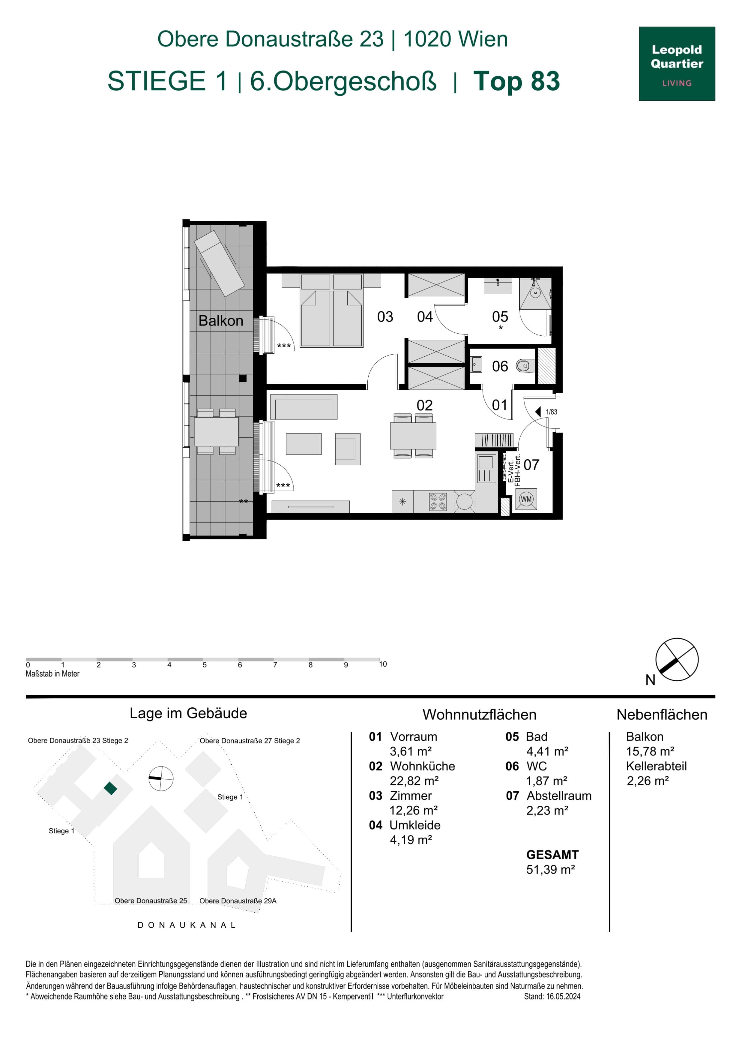 Grundriss 89127 — LeopoldQuartier LIVING — 2 Zimmer — 51,4 m² — 6th floor