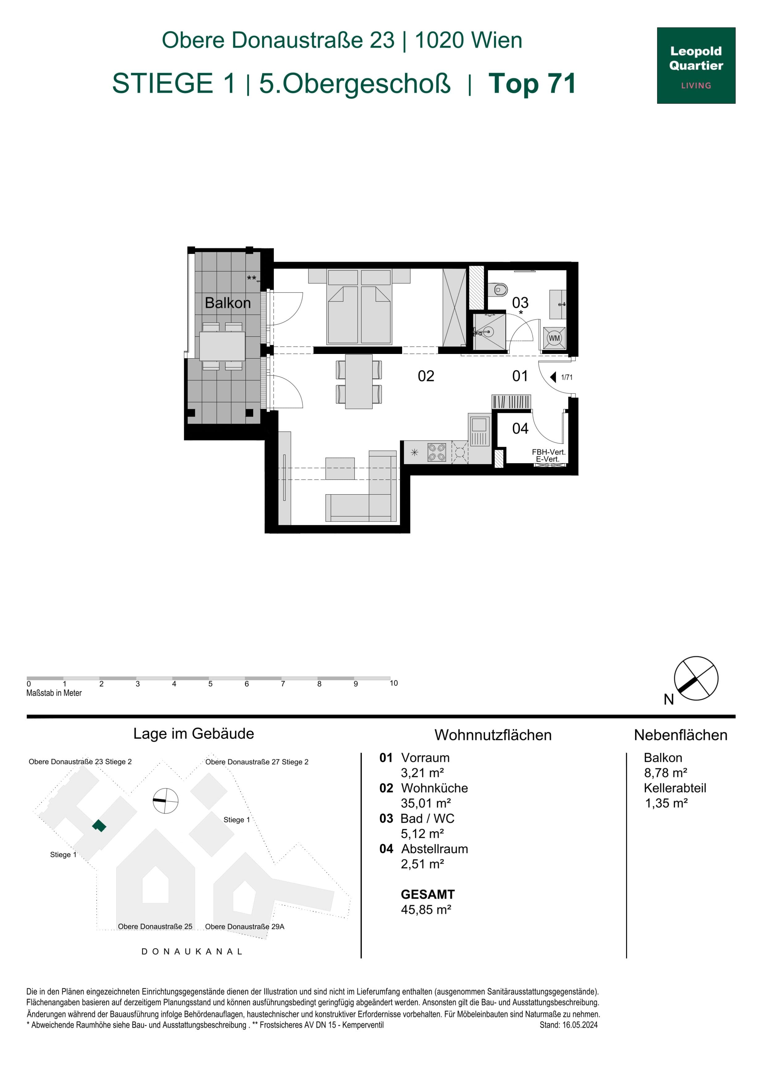 Grundriss 89115 — LeopoldQuartier LIVING — 1.5 Zimmer — 45,9 m² — 5th floor