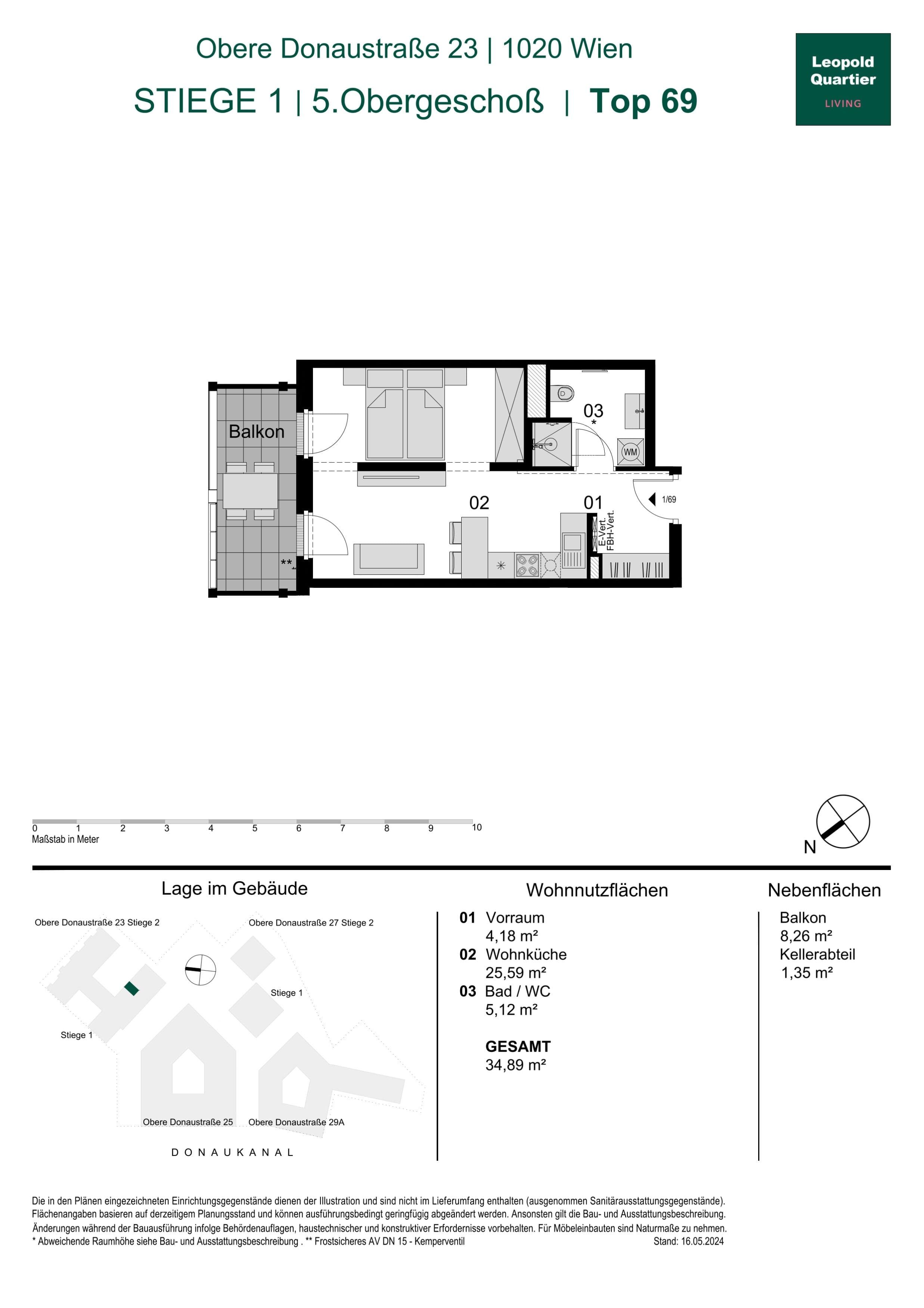 Grundriss 89113 — LeopoldQuartier LIVING — 1.5 Zimmer — 34,9 m² — 5th floor