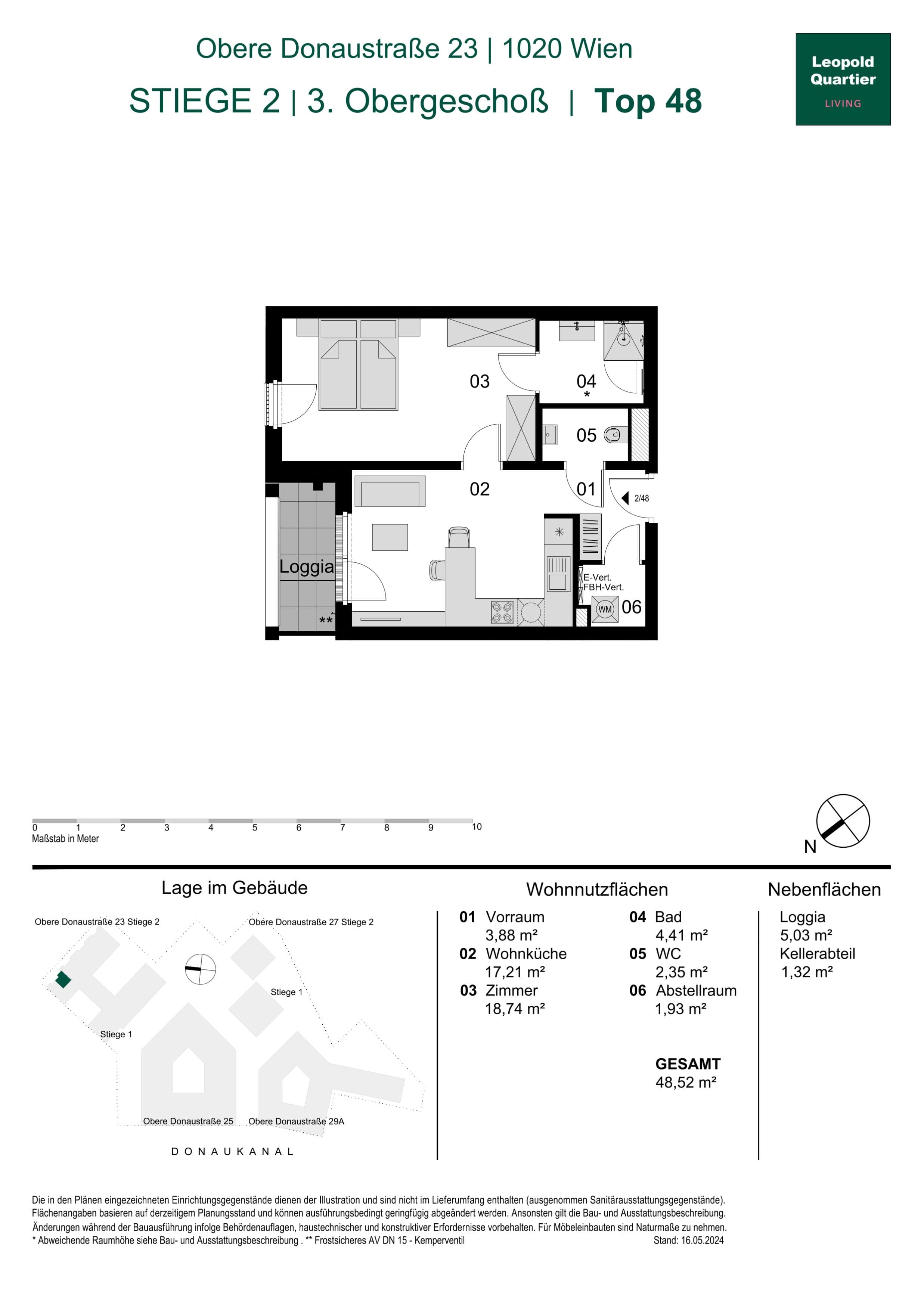 Grundriss 89183 — LeopoldQuartier LIVING — 2 Zimmer — 48,5 m² — 3rd floor