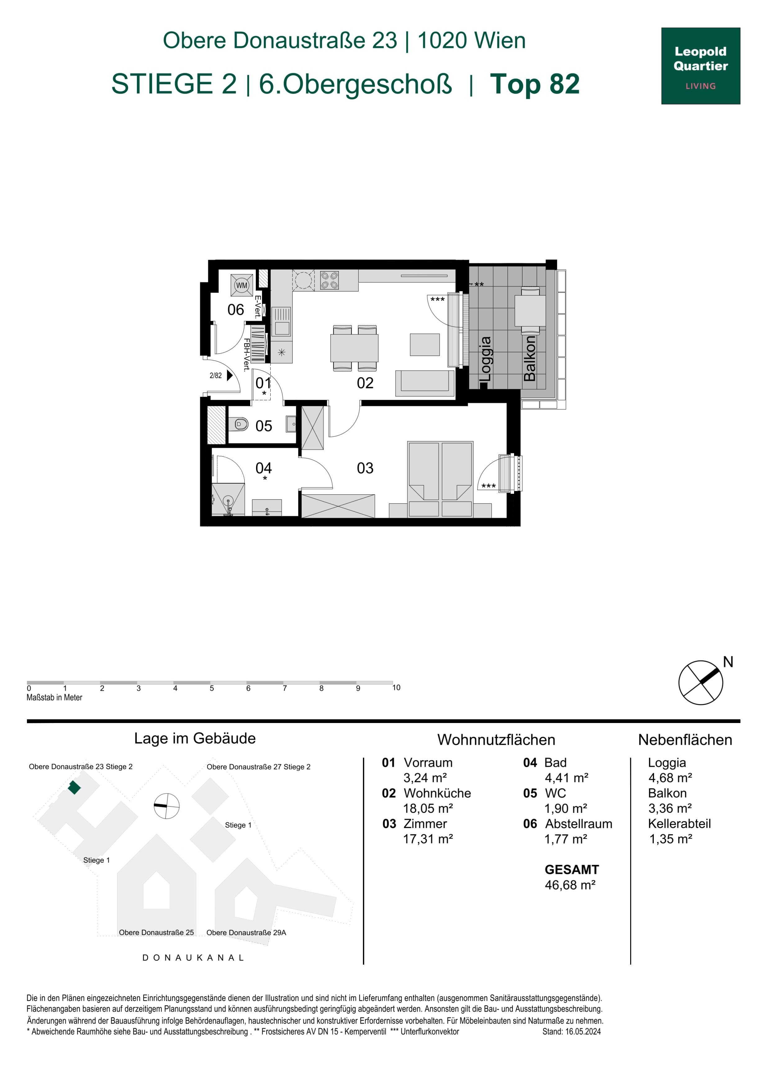 Grundriss 89217 — LeopoldQuartier LIVING — 2 Zimmer — 46,7 m² — 6th floor