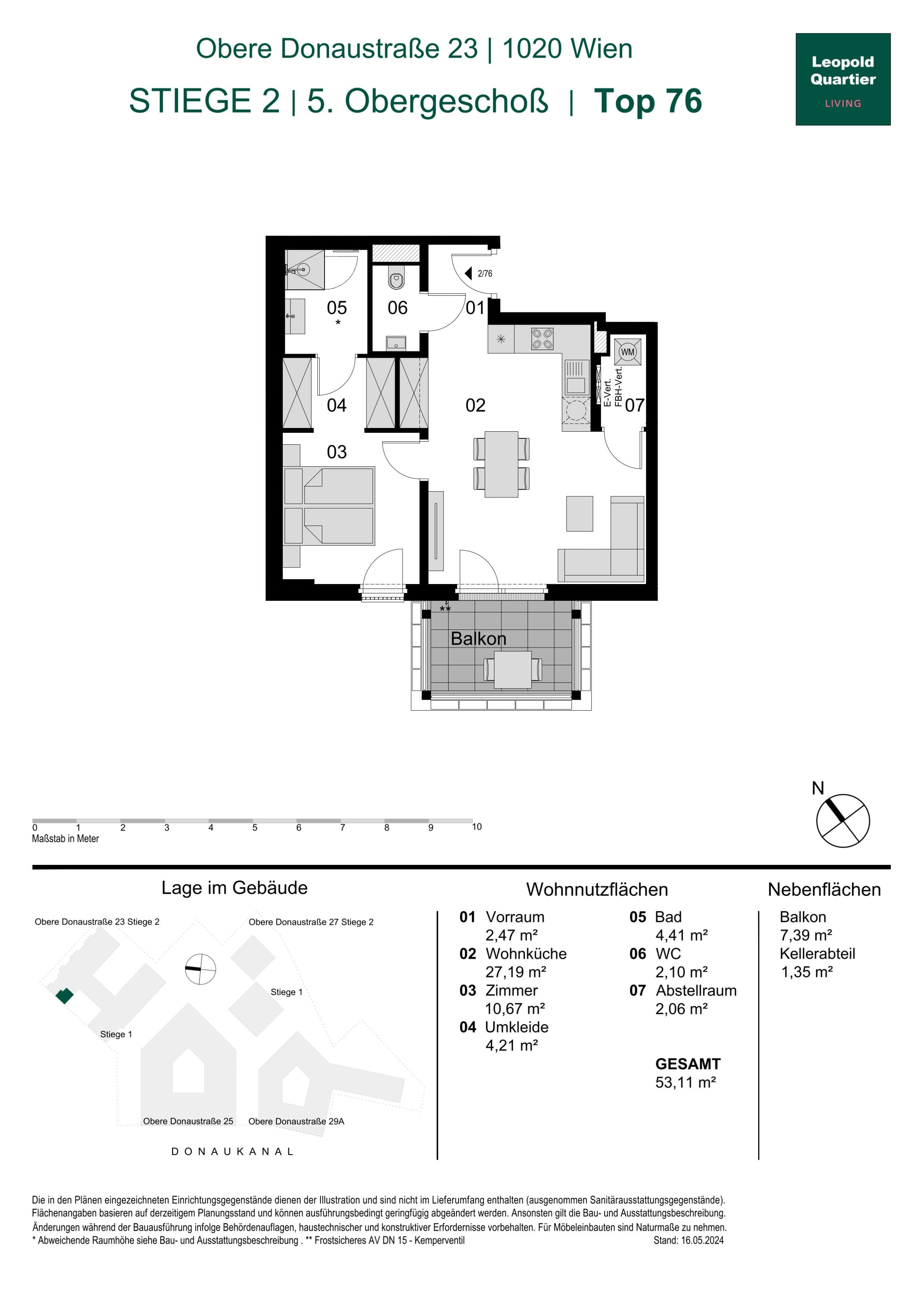 Grundriss 89211 — LeopoldQuartier LIVING — 2 Zimmer — 53,1 m² — 5th floor