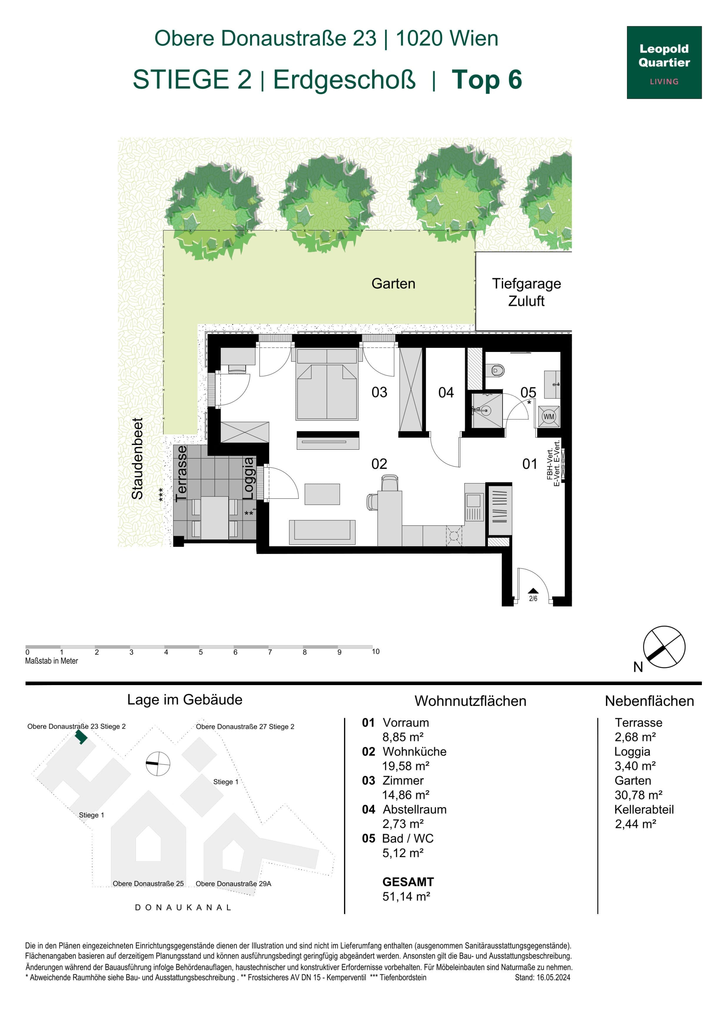 Grundriss 89141 — LeopoldQuartier LIVING — 1.5 Zimmer — 51,1 m² — Ground floor