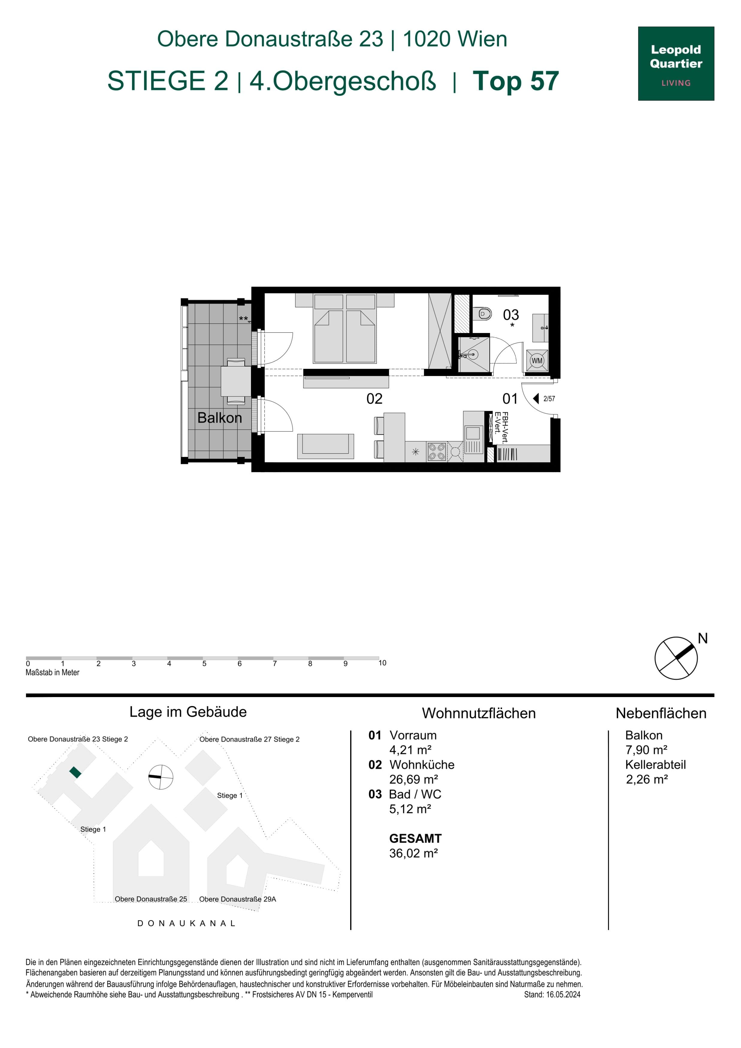 Grundriss 89192 — LeopoldQuartier LIVING — 1.5 Zimmer — 36 m² — 4th floor