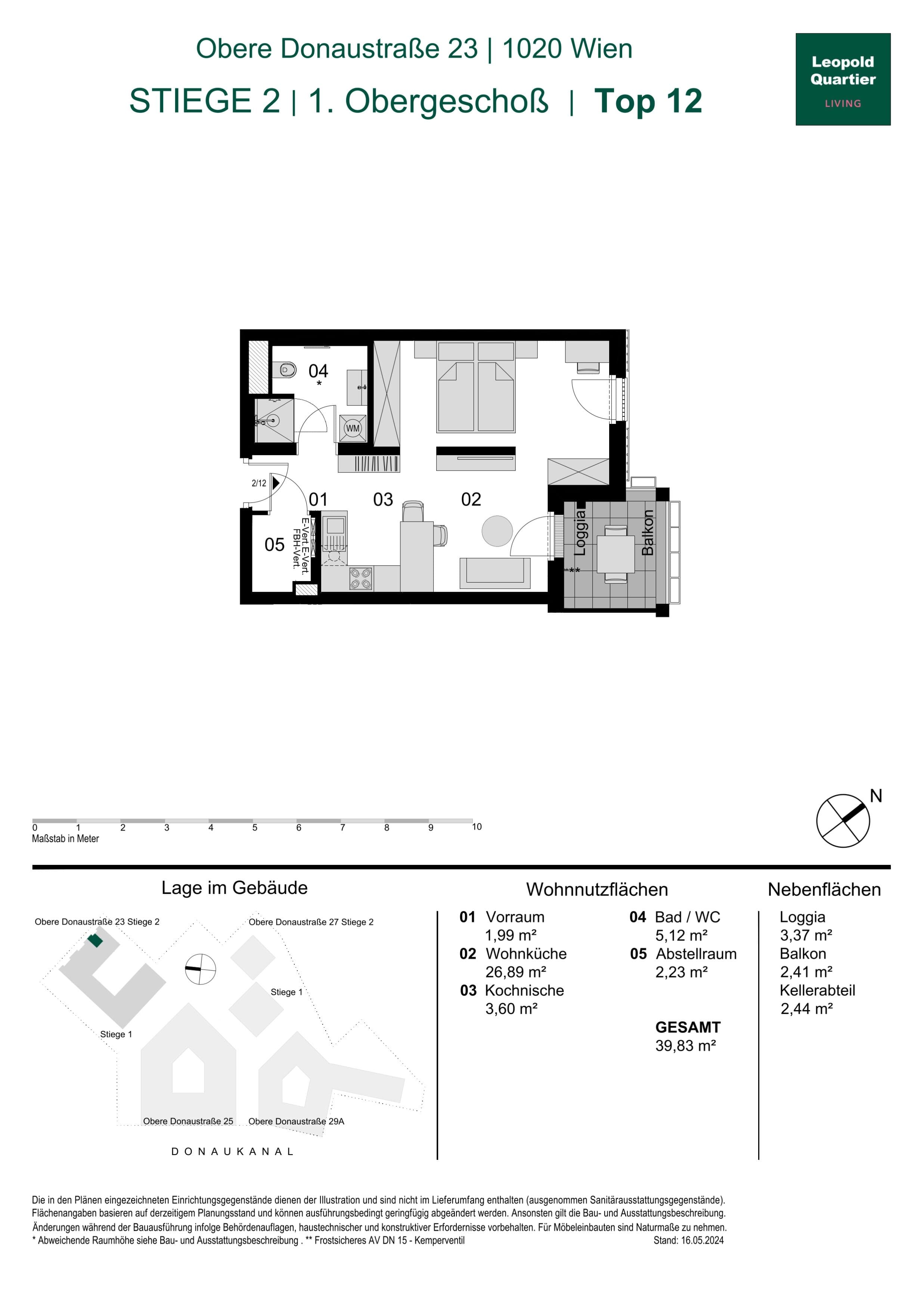 Grundriss 89147 — LeopoldQuartier LIVING — 1.5 Zimmer — 39,8 m² — 1st floor