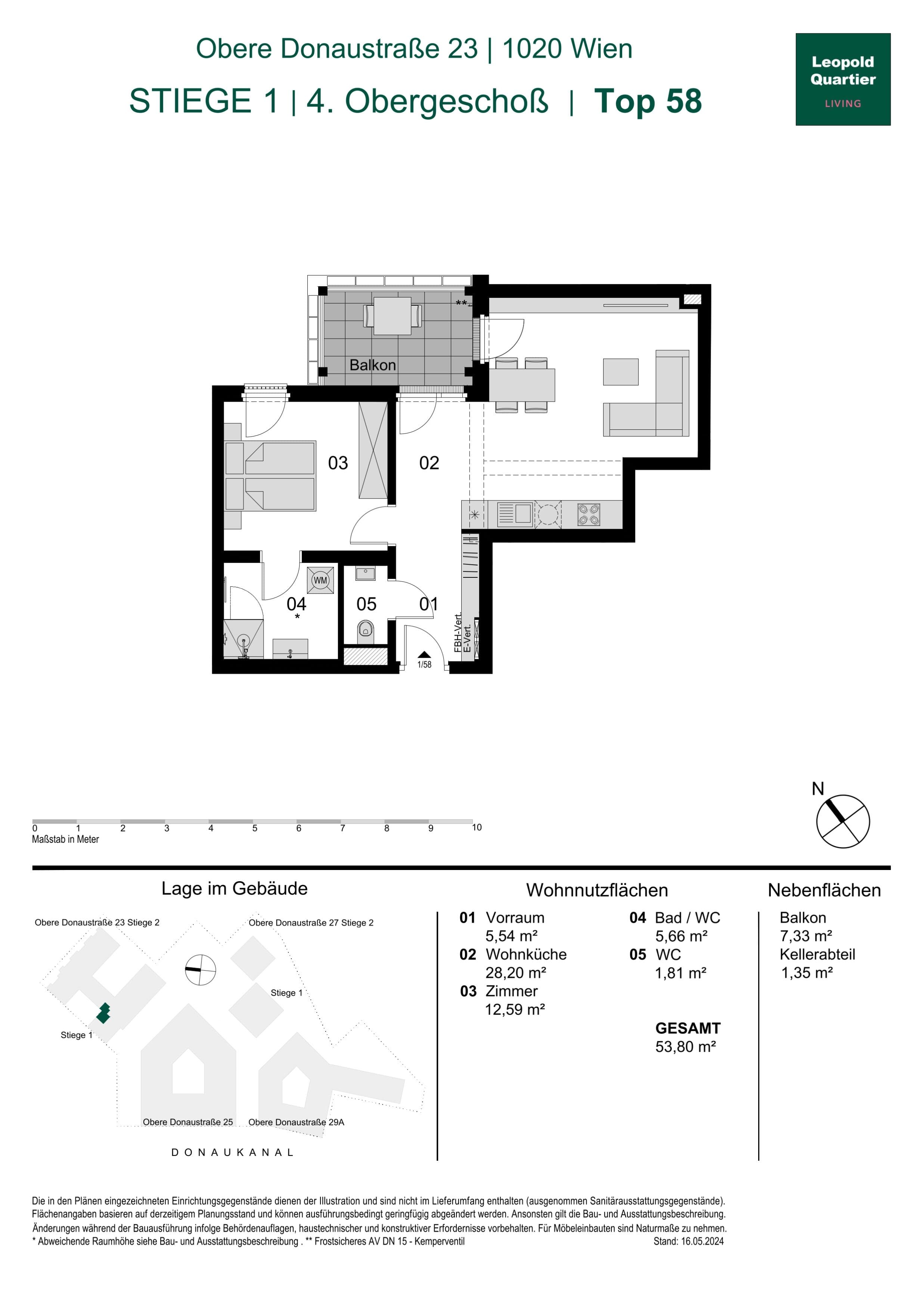 Grundriss 89102 — LeopoldQuartier LIVING — 2 Zimmer — 53,8 m² — 4th floor