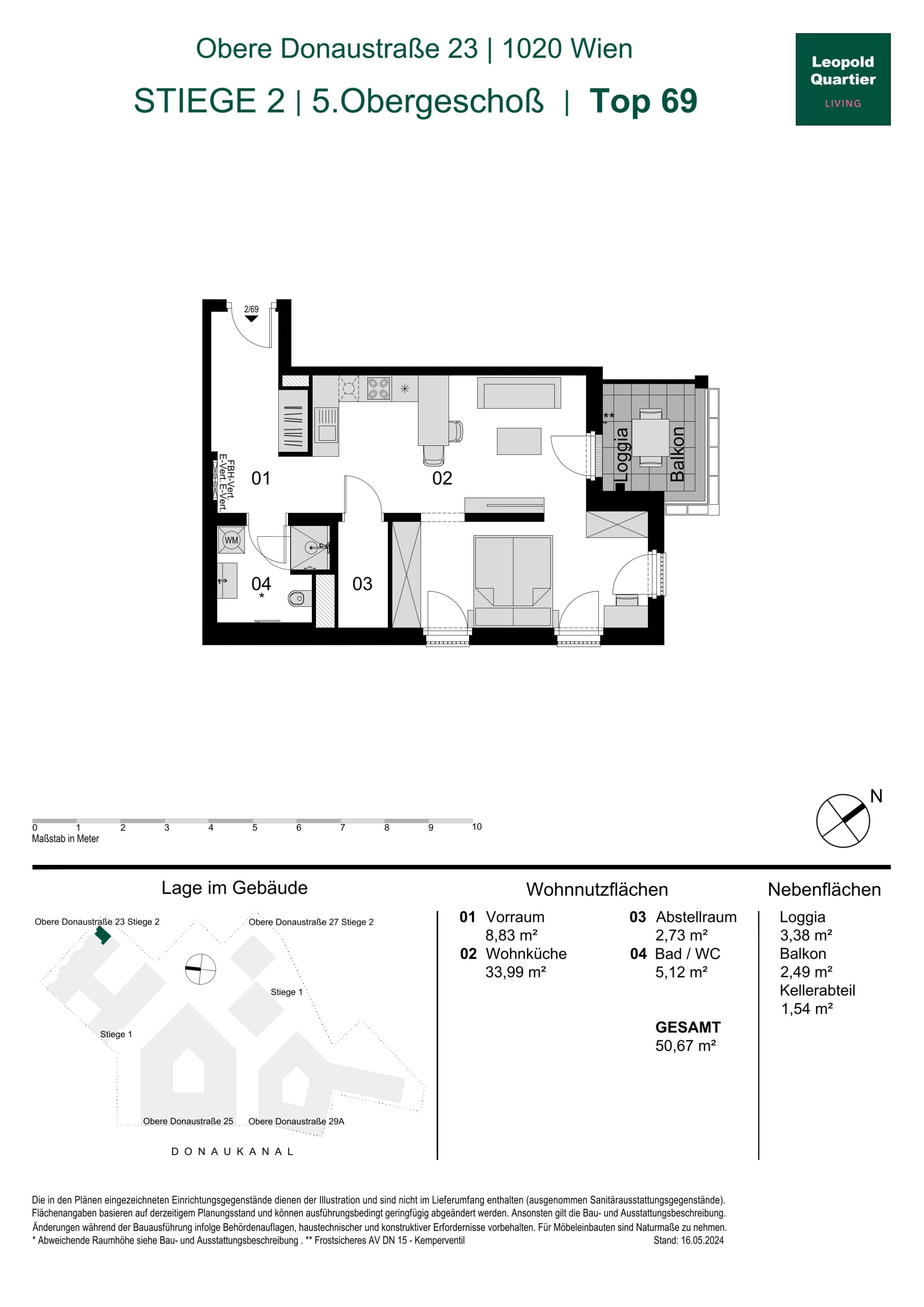 Grundriss 89204 — LeopoldQuartier LIVING — 1.5 Zimmer — 50,7 m² — 5th floor
