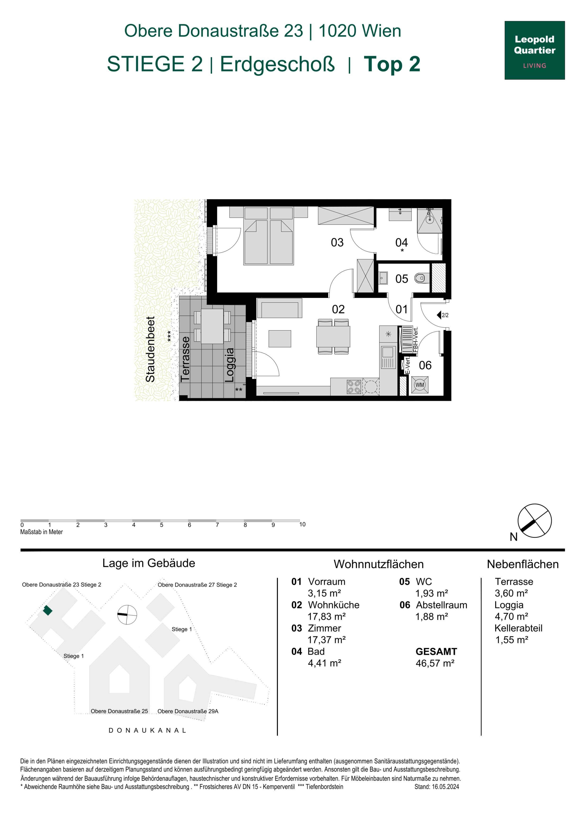 Grundriss 89137 — LeopoldQuartier LIVING — 2 Zimmer — 46,6 m² — Ground floor