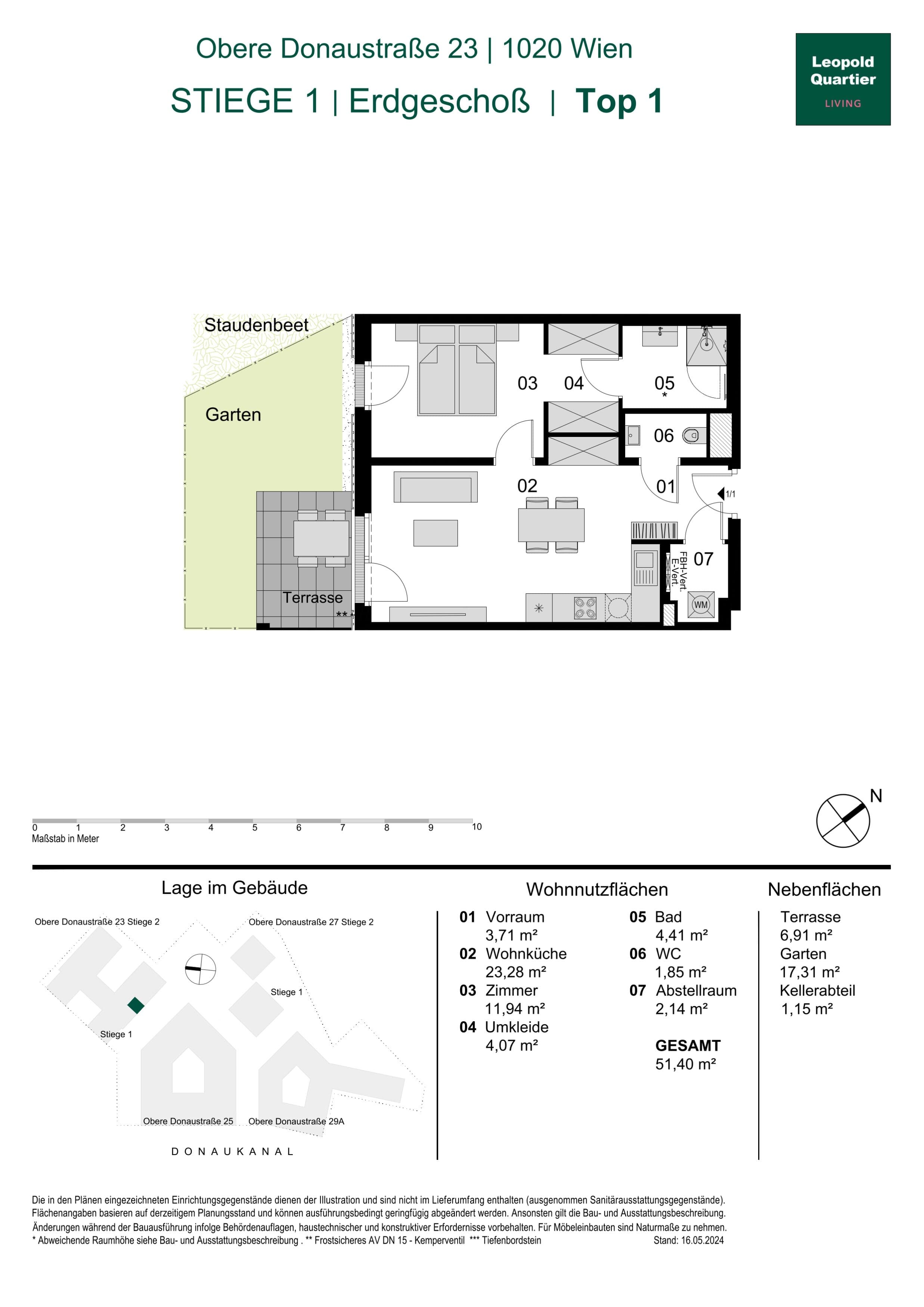 Grundriss 89045 — LeopoldQuartier LIVING — 2 Zimmer — 51,4 m² — Ground floor