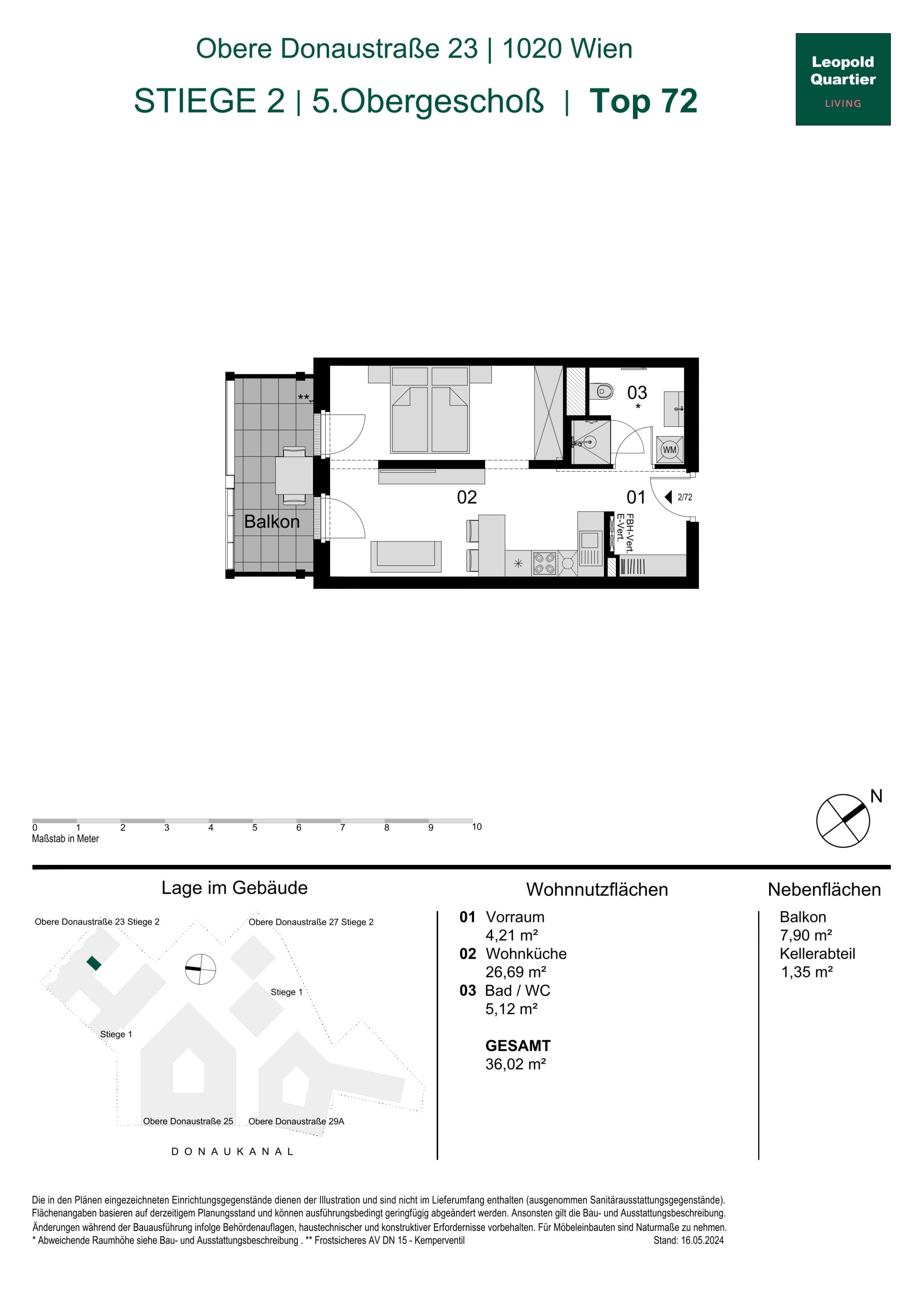 Grundriss 89207 — LeopoldQuartier LIVING — 1.5 Zimmer — 36 m² — 5th floor