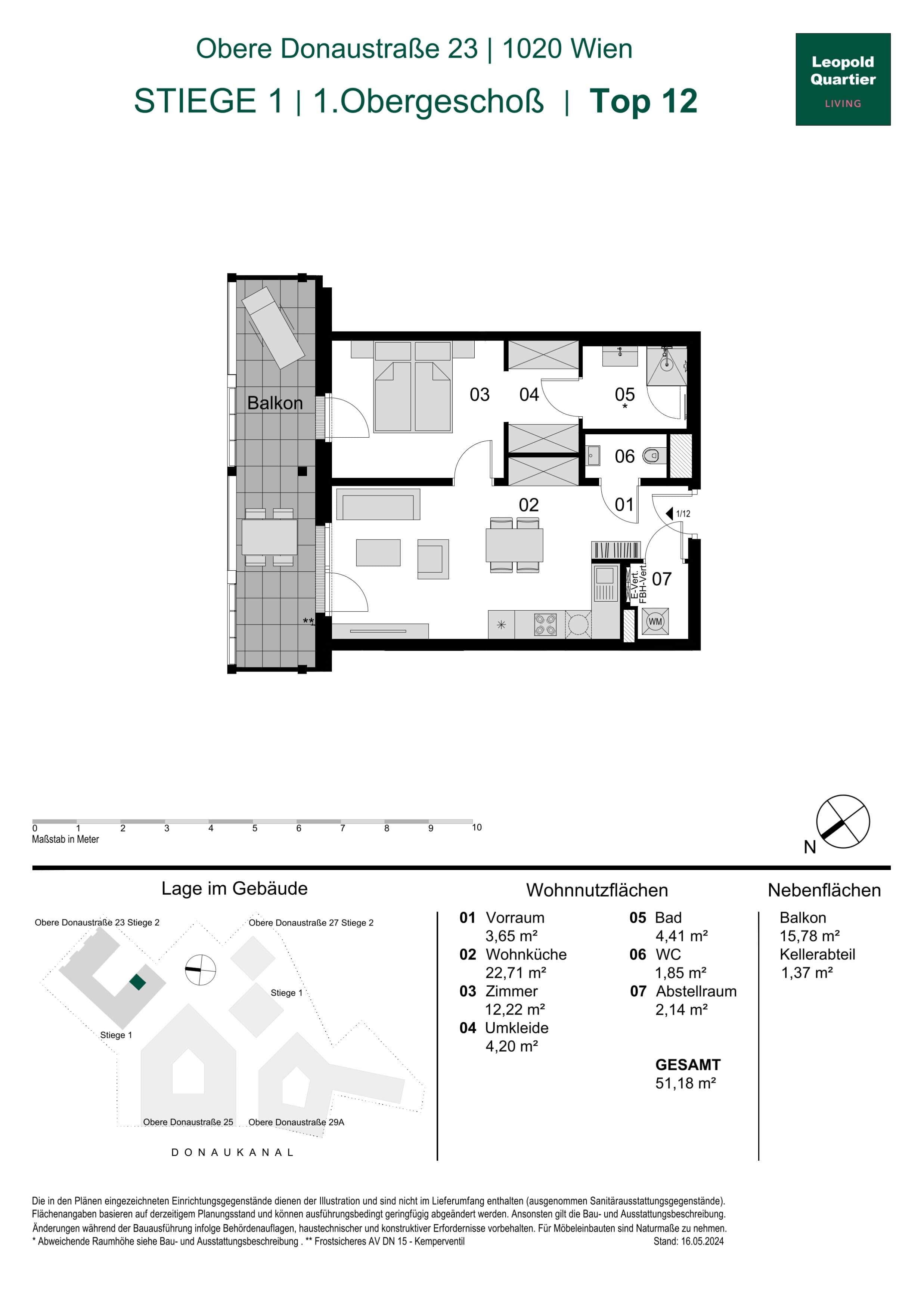 Grundriss 89056 — LeopoldQuartier LIVING — 2 Zimmer — 51,2 m² — 1st floor