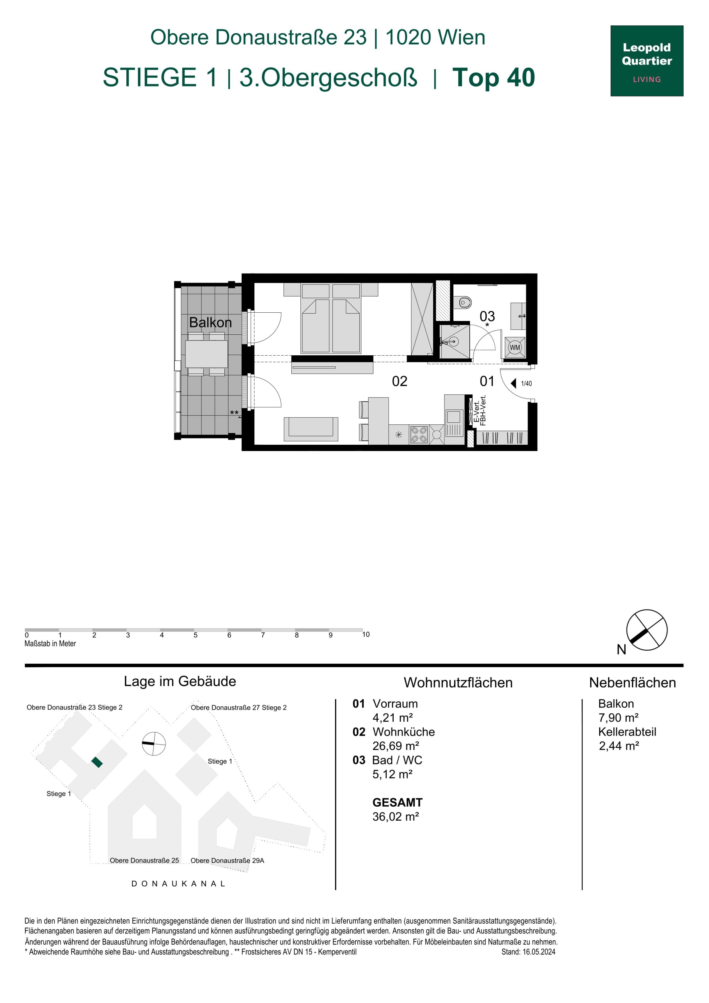 Grundriss 89084 — LeopoldQuartier LIVING — 1.5 Zimmer — 36 m² — 3rd floor