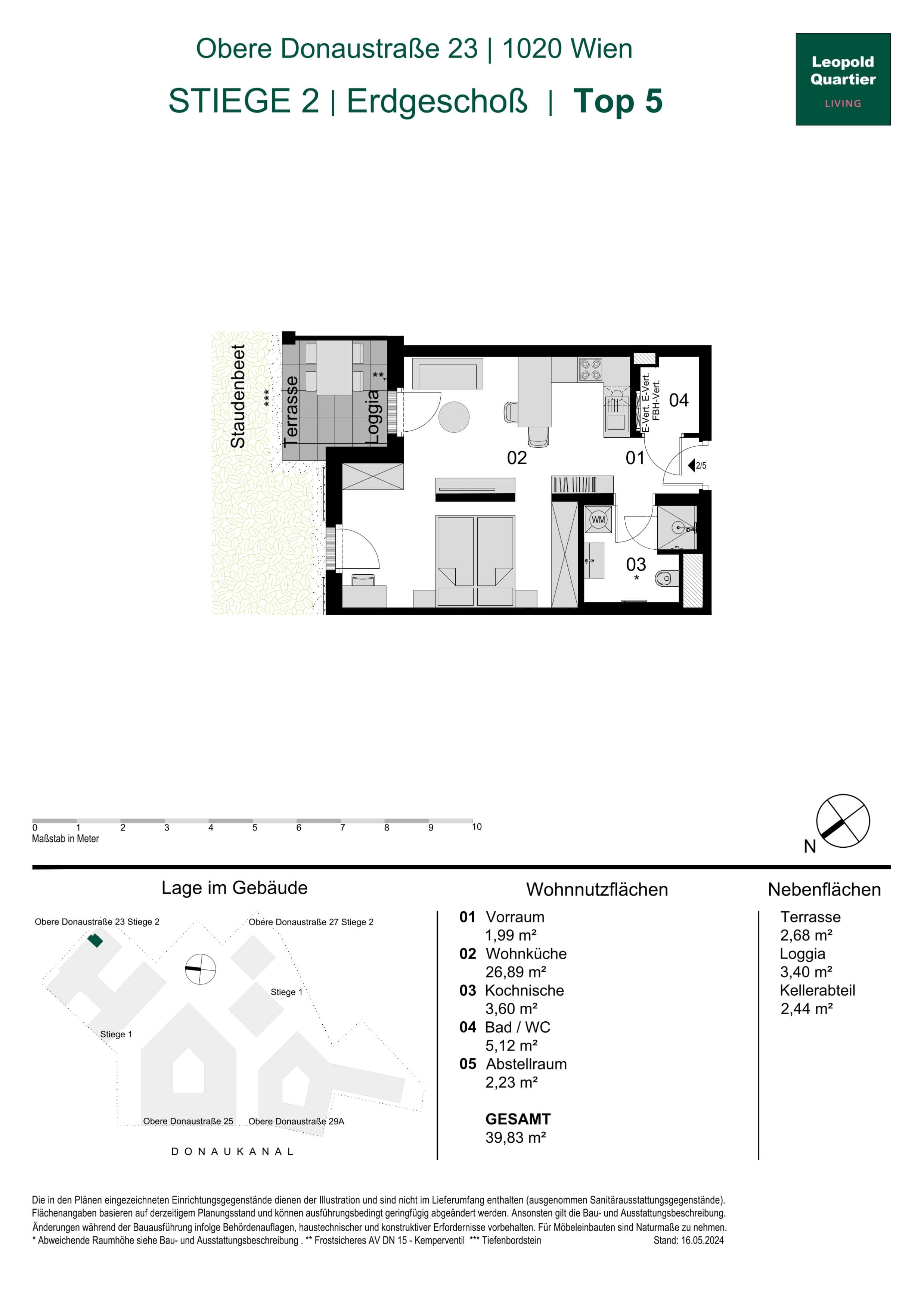 Grundriss 89140 — LeopoldQuartier LIVING — 1.5 Zimmer — 39,8 m² — Ground floor