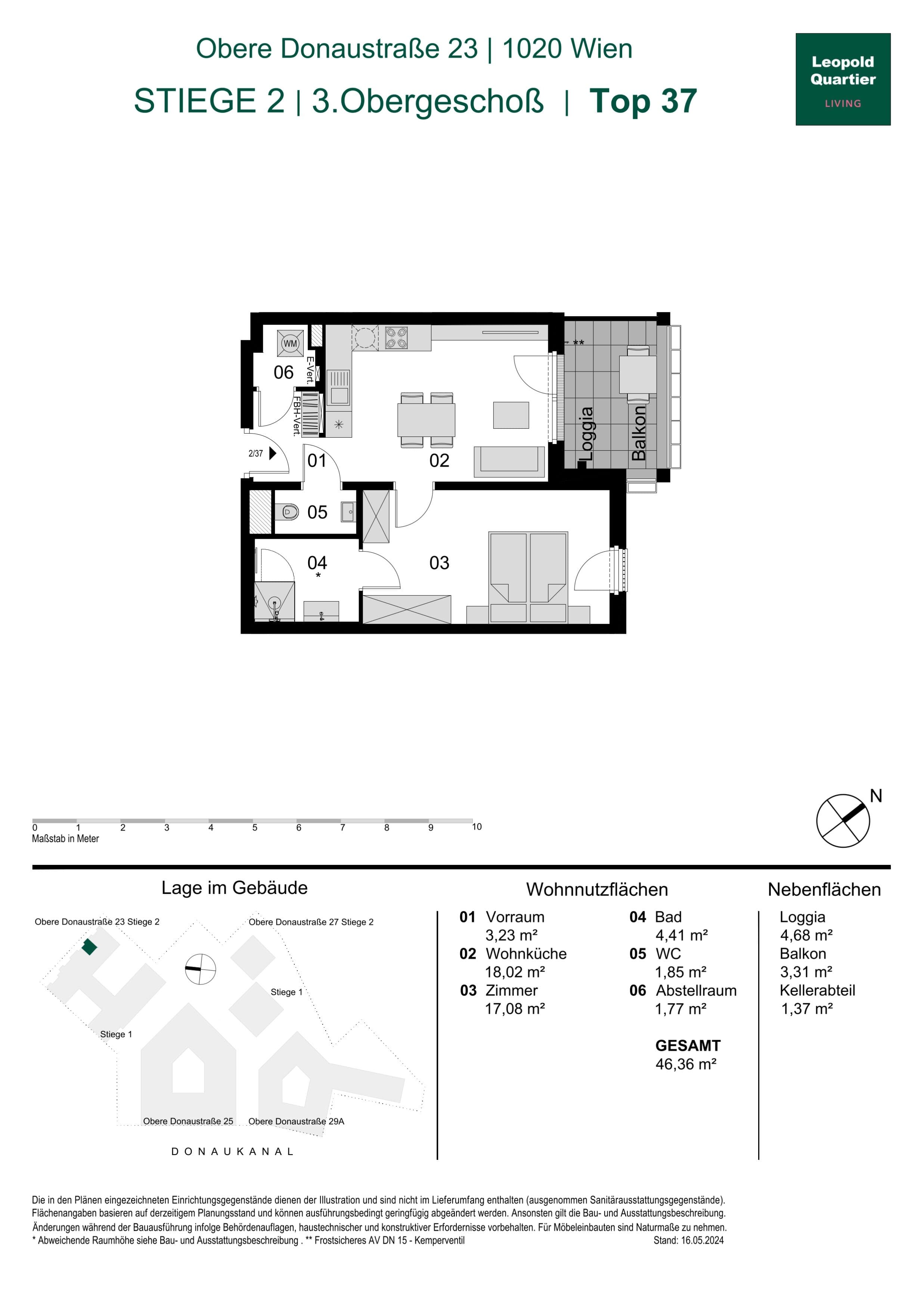 Grundriss 89172 — LeopoldQuartier LIVING — 2 Zimmer — 46,4 m² — 3rd floor
