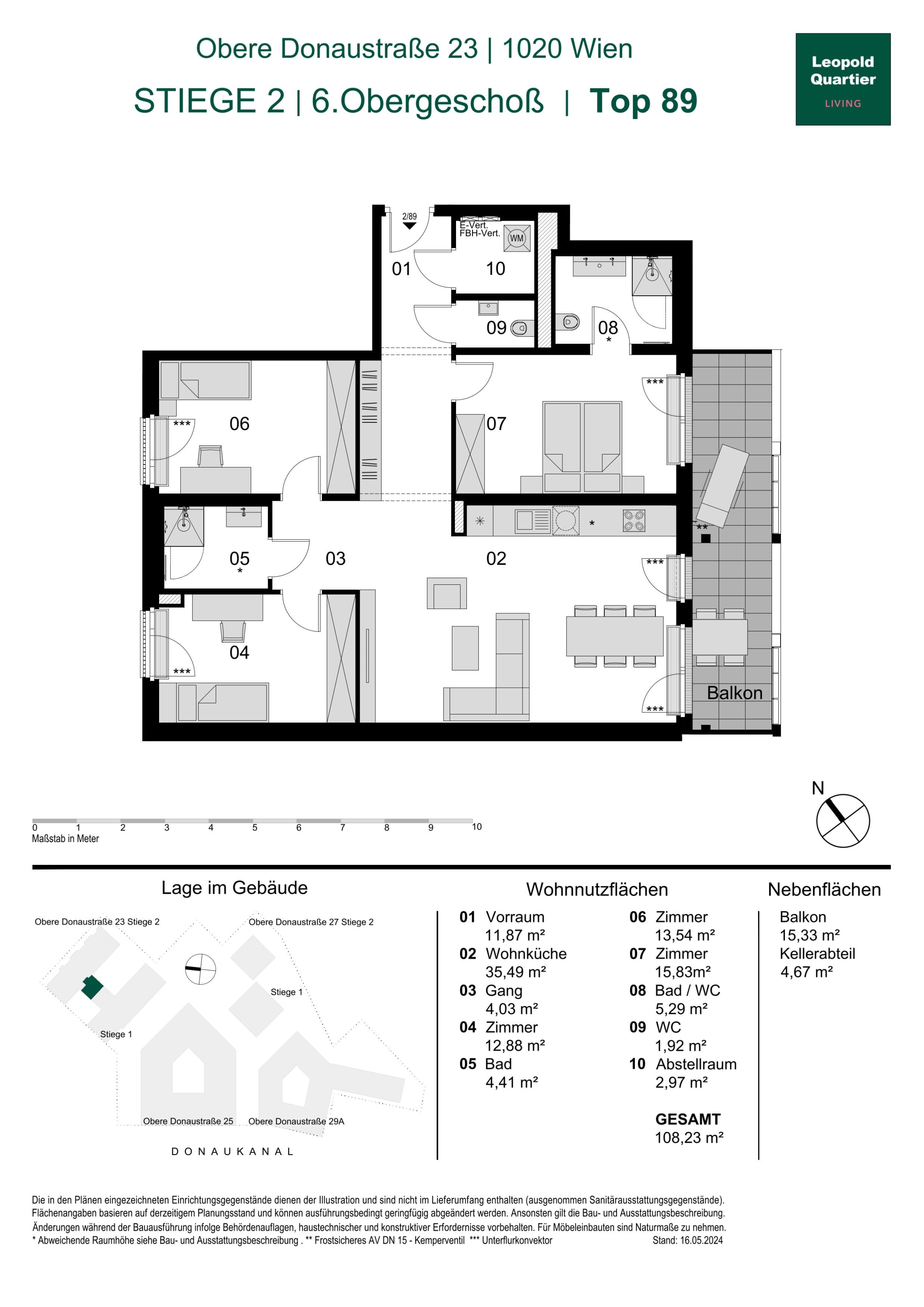 Grundriss 89224 — LeopoldQuartier LIVING — 4 Zimmer — 108,2 m² — 6th floor