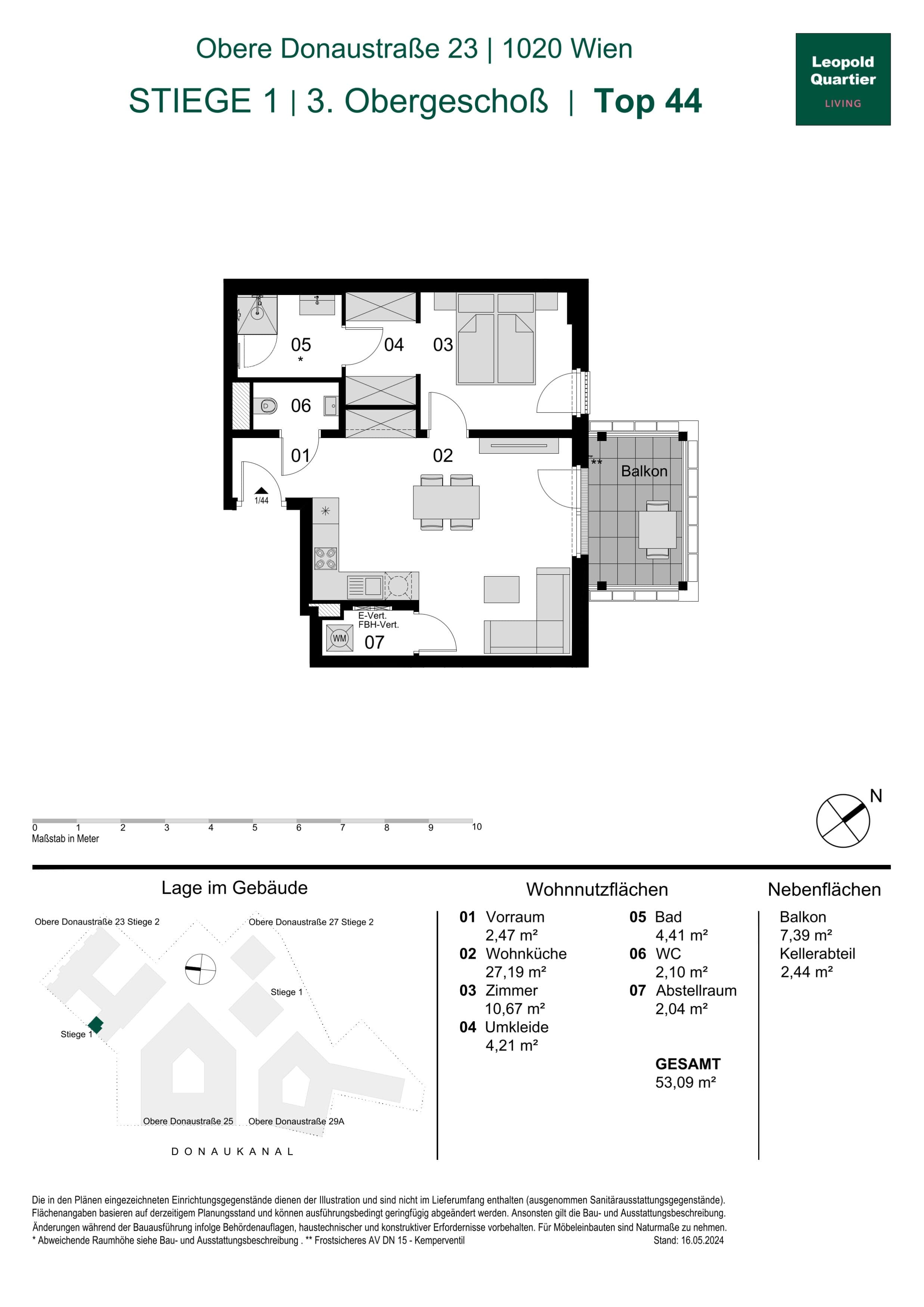 Grundriss 89088 — LeopoldQuartier LIVING — 2 Zimmer — 53,1 m² — 3rd floor