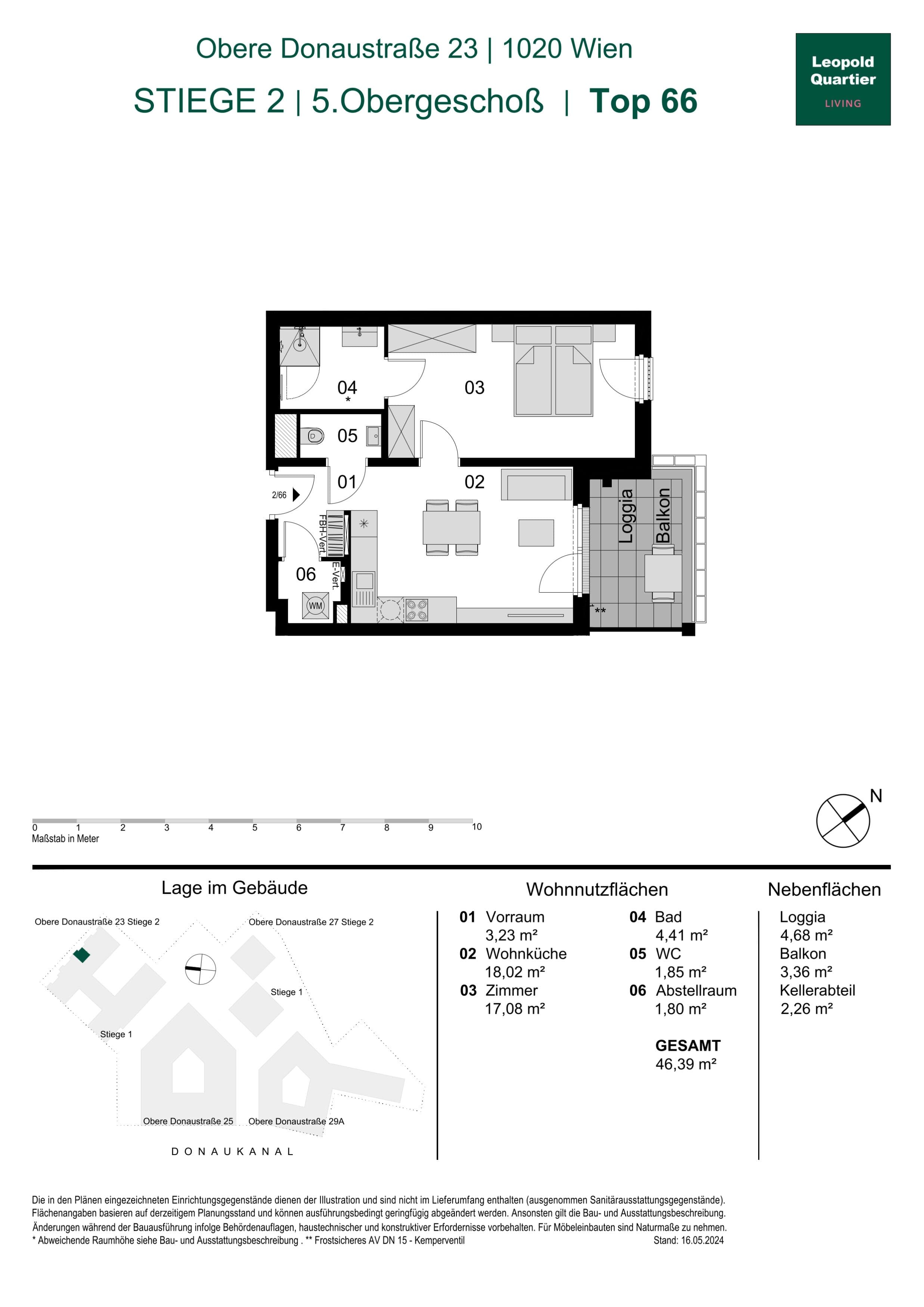 Grundriss 89201 — LeopoldQuartier LIVING — 2 Zimmer — 46,4 m² — 5th floor