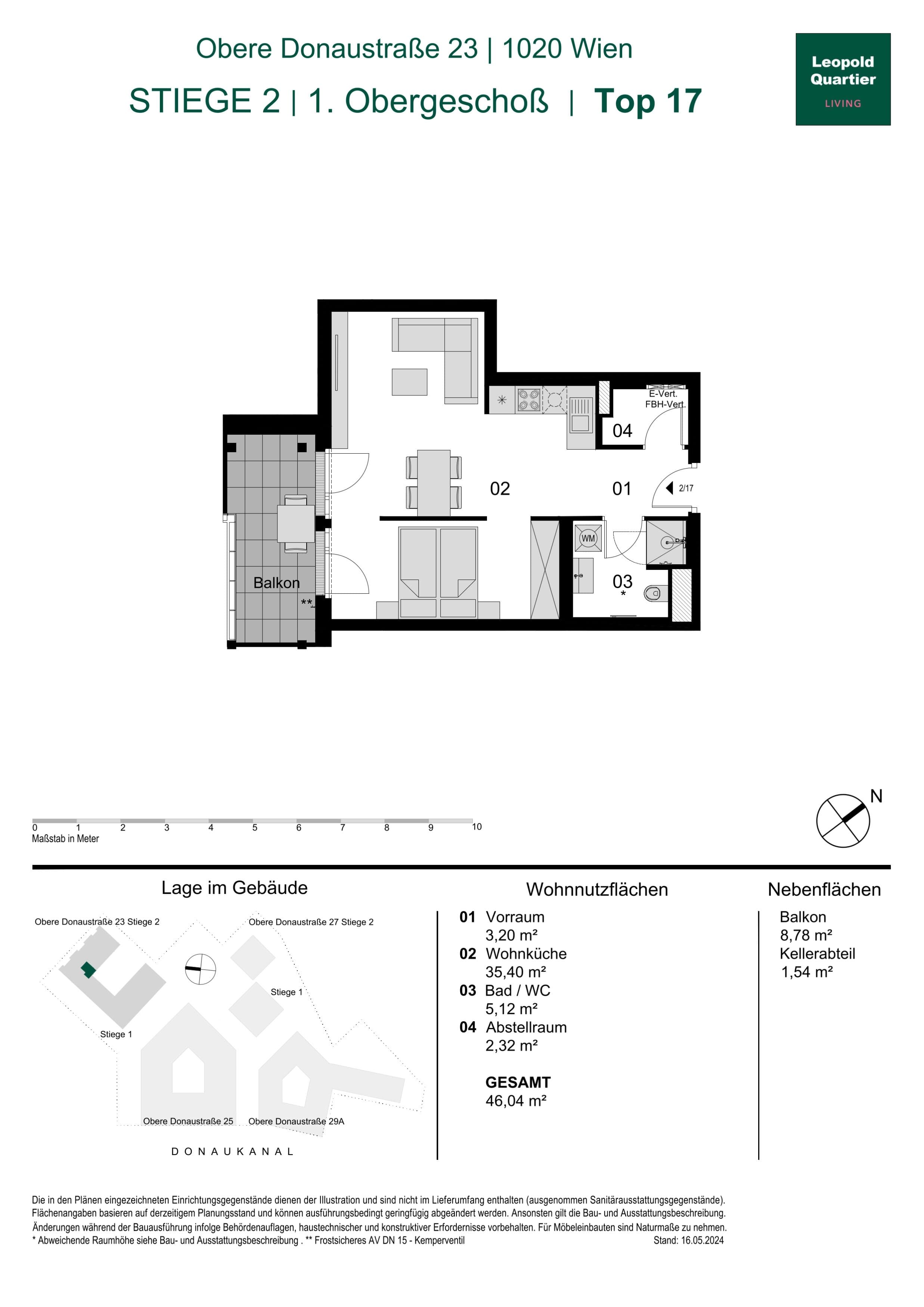 Grundriss 89152 — LeopoldQuartier LIVING — 1.5 Zimmer — 46 m² — 1st floor