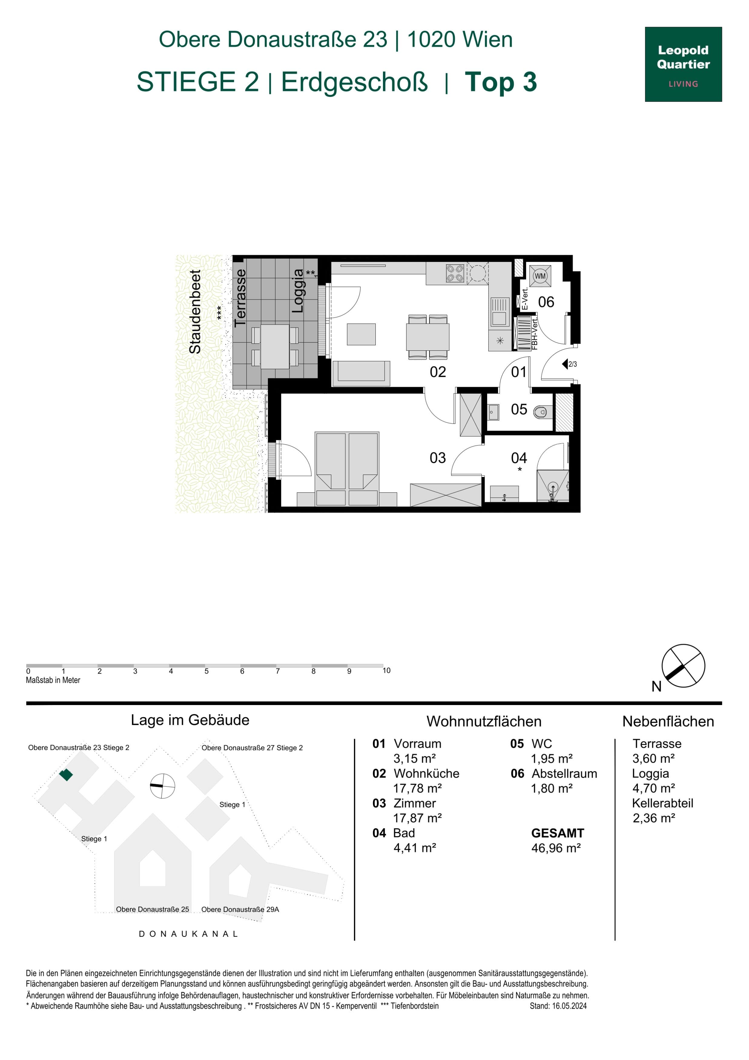 Grundriss 89138 — LeopoldQuartier LIVING — 2 Zimmer — 47 m² — Ground floor